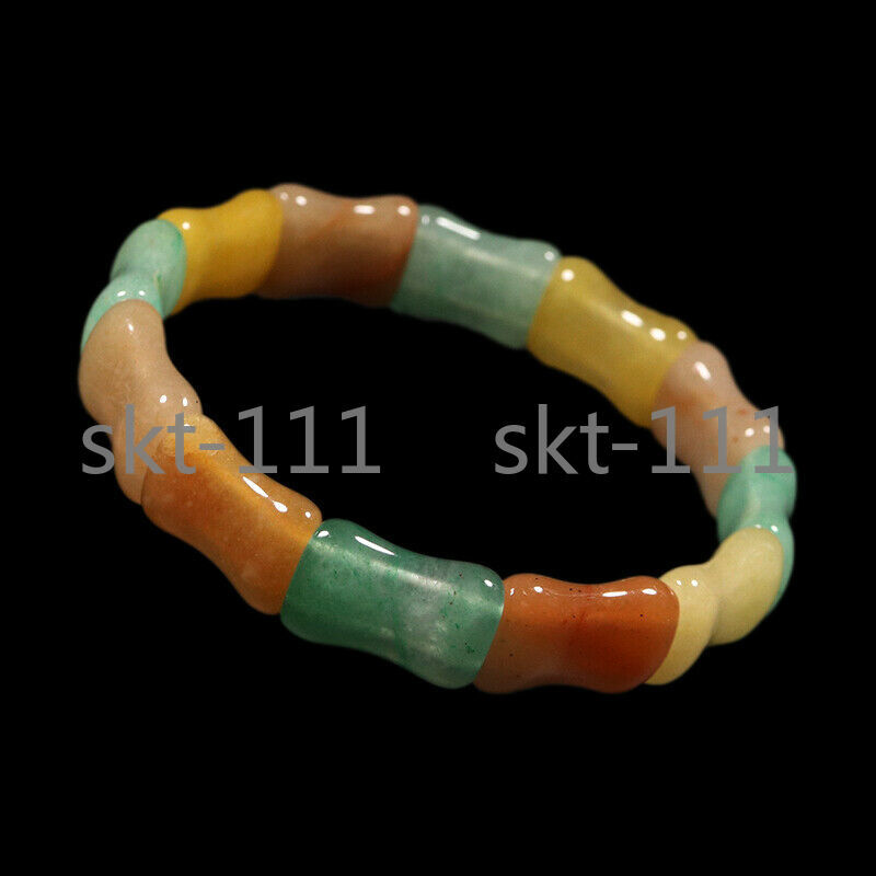 8″ Grade A 100% Natural Yellow Brown Green Jade Bracelet Bangle Aventurine