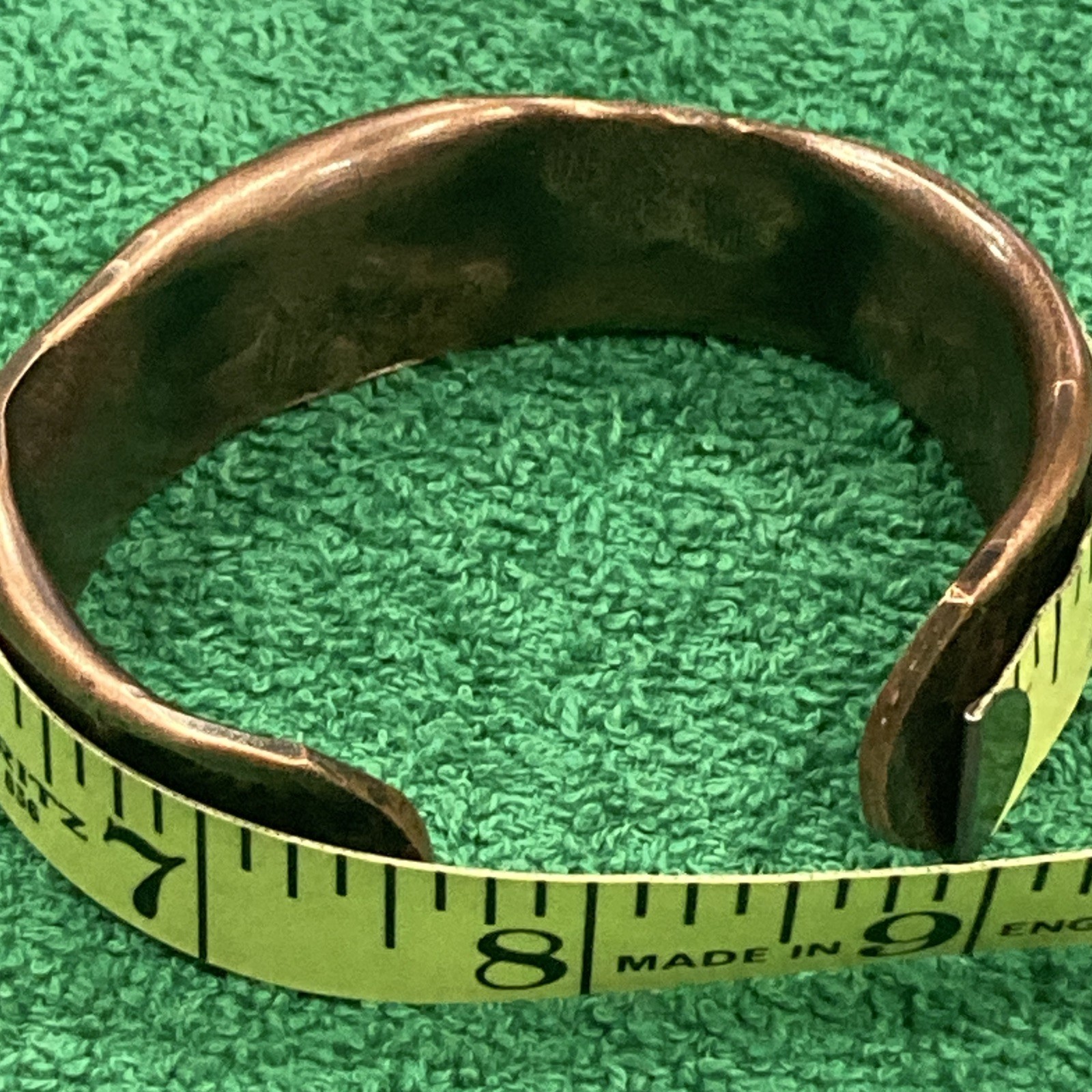 Hammered Rustic Copper Cuff Bracelet, Textured Finish, Open-Ended size 7 1/2