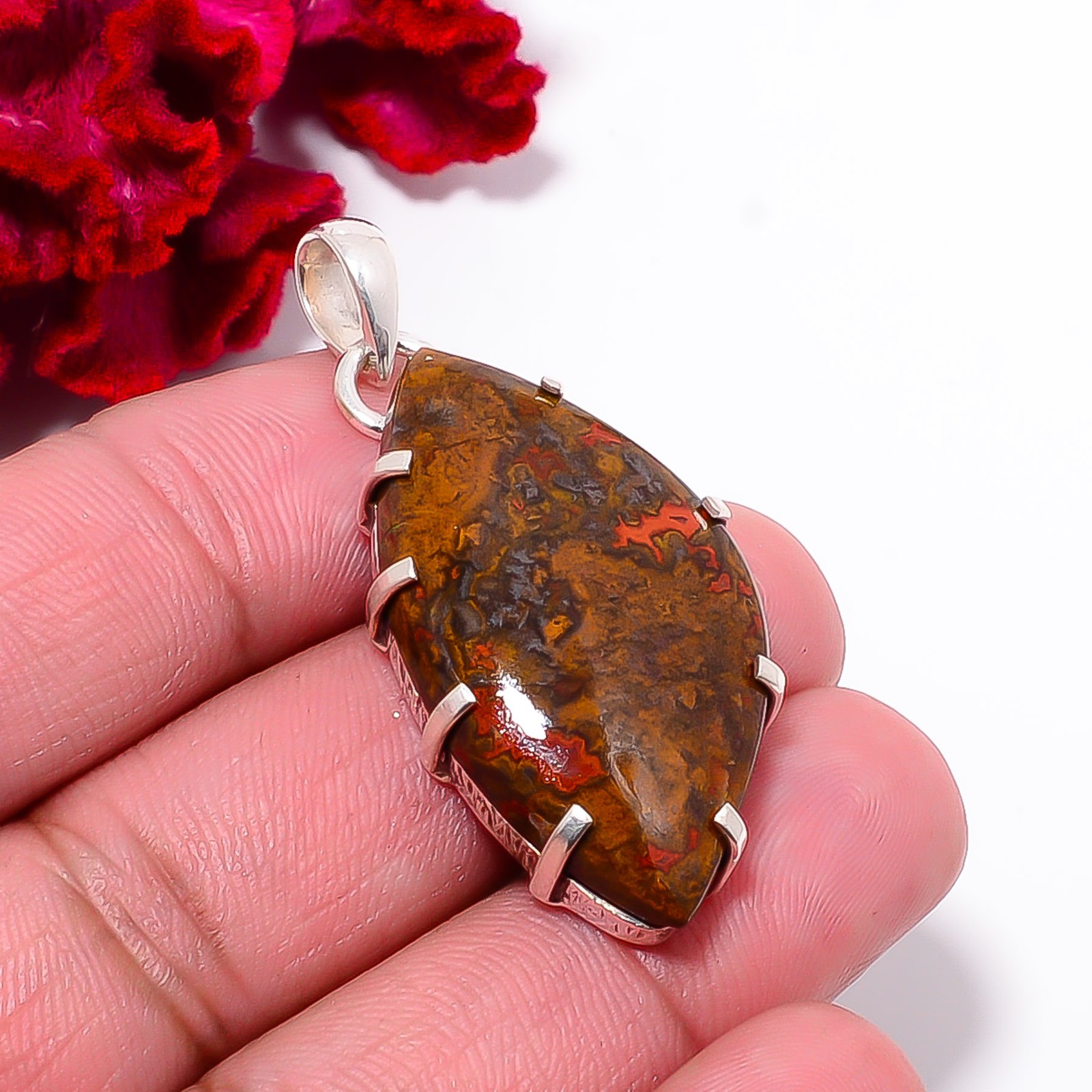 Seam Agate – Morocco Gemstone 925 Sterling Silver Pendant 1.86 P9934
