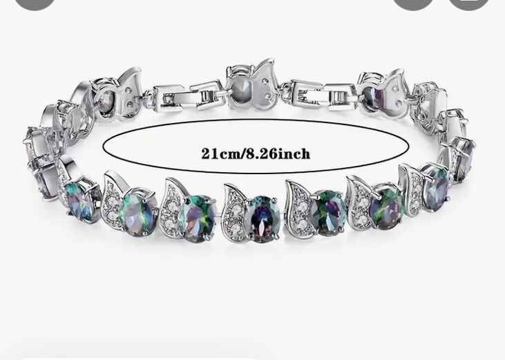 Green Wing Bling Tennis Bracelet – Extender Clasp, Synthetic Zircon Nwt