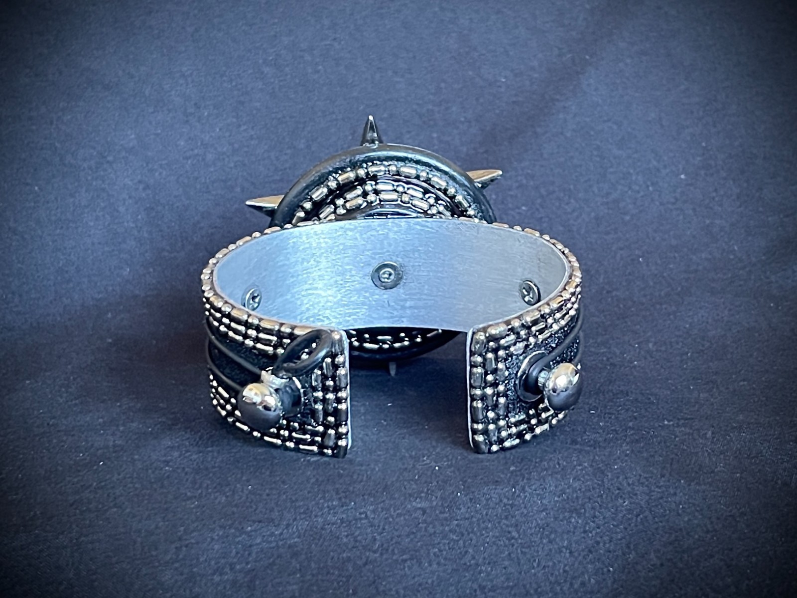 SwitchCore Industrial Leather Cuff Astral Compass & Bone Circle OOAK