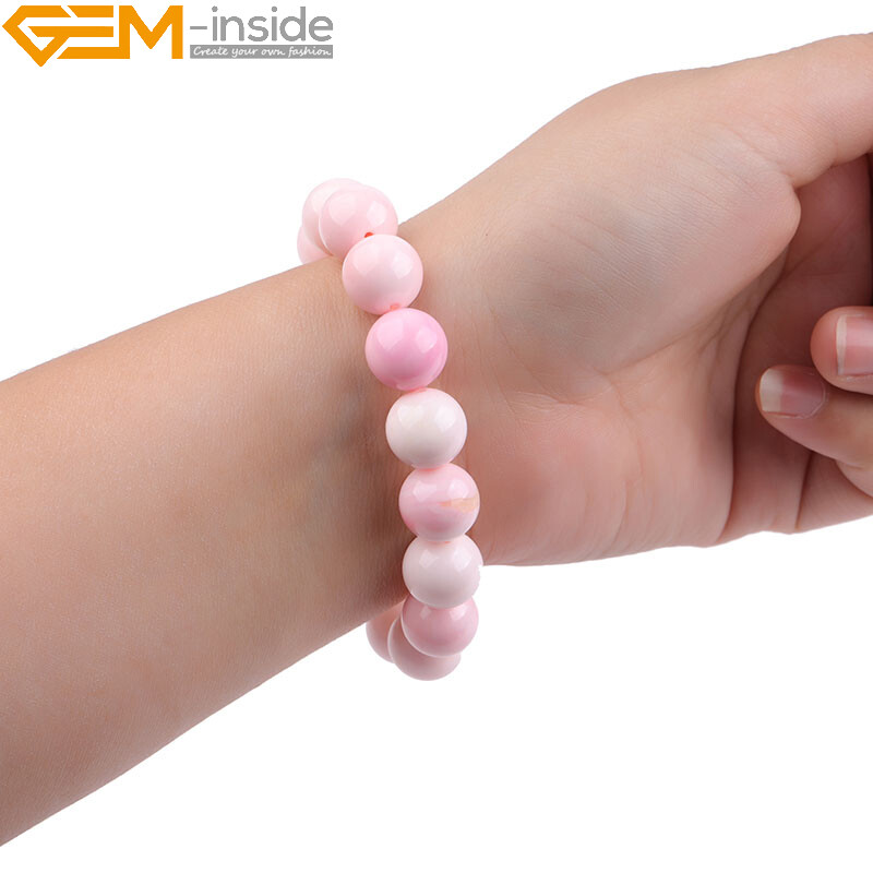 Bracelet Women Natural AAA Pink Conch Lobatus Shell Beaded Stretch Reiki Chakra