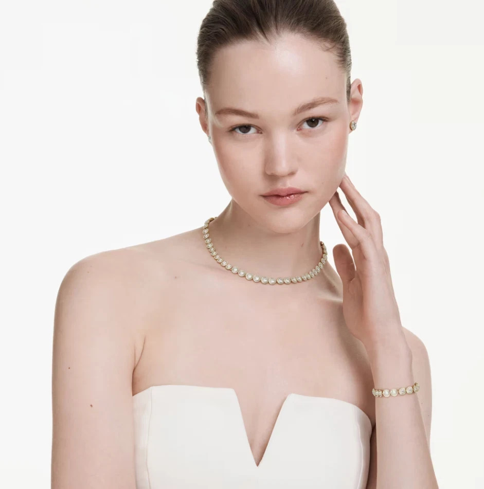 Swarovski Una Angelic set Set (3), Round cut, White, Gold-tone plated