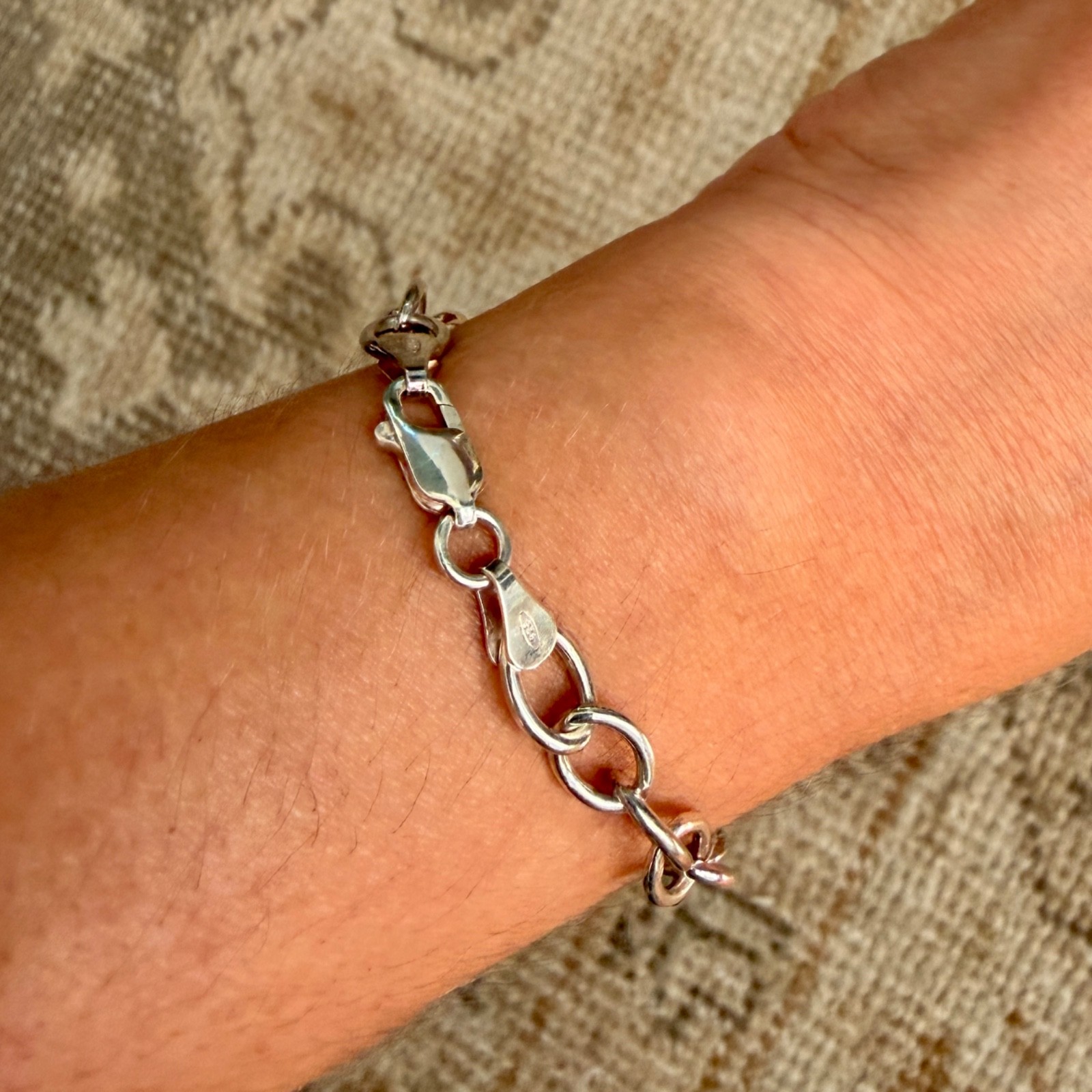 Sterling silver Oval link Bracelet perfect charm bracelet made in Italy 10.5g