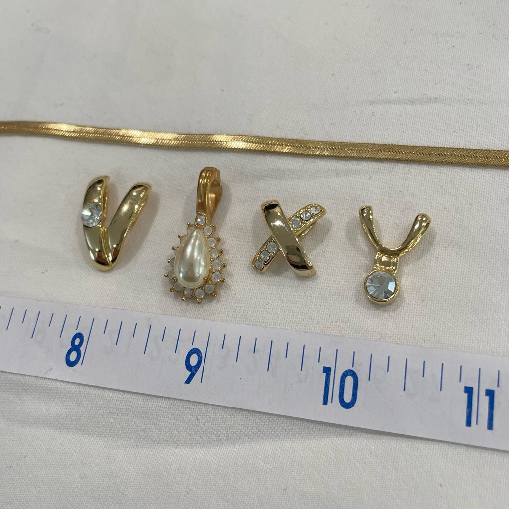 WOWGIFT Beauty AustralianCrystal SLIDE Necklace Herringbone 4 Sliders Glass Set