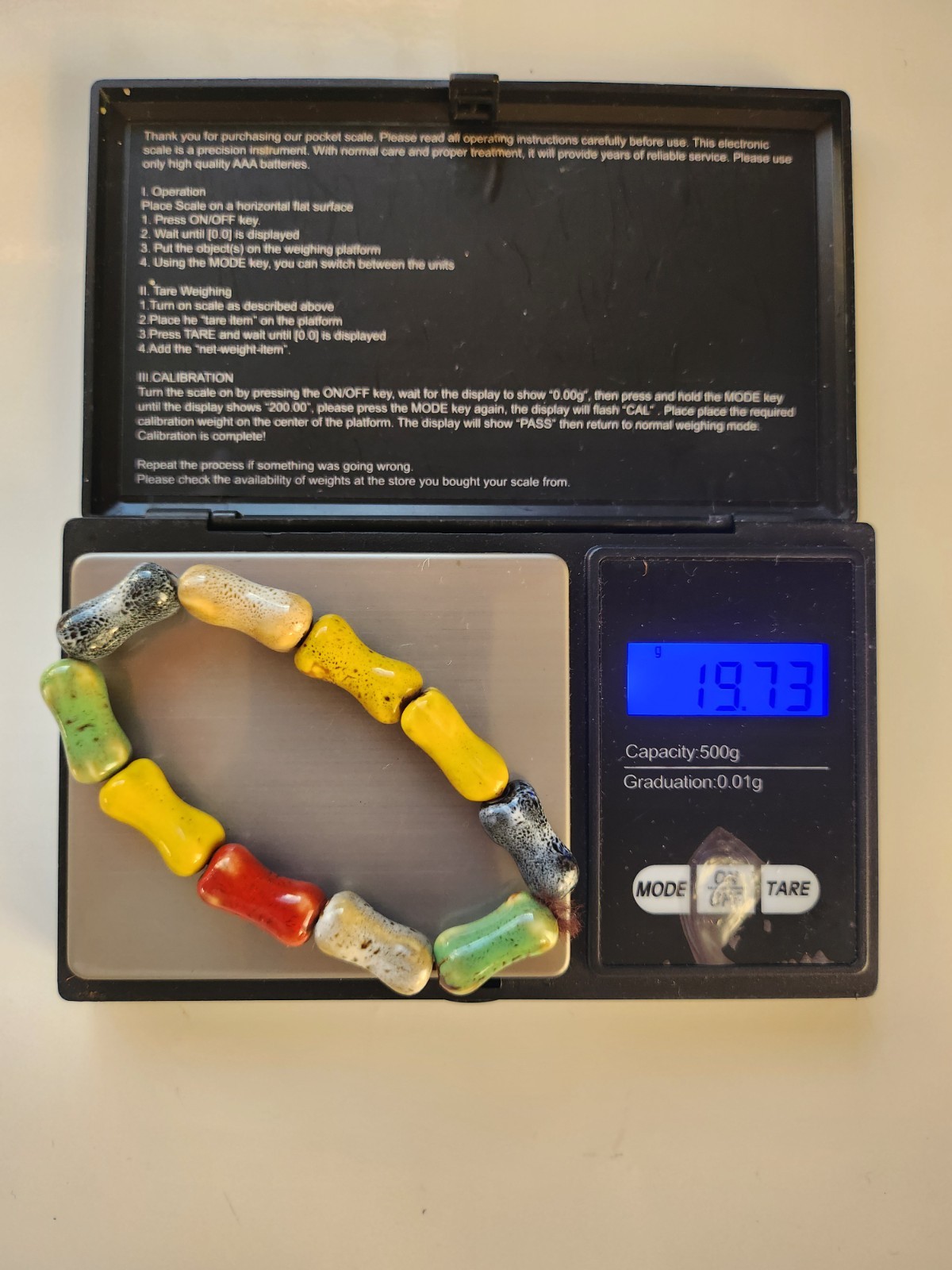 Handmade Colorful Ceramic Bead Bracelet Boho Stretchy Glazed Pottery Jewelry 19g