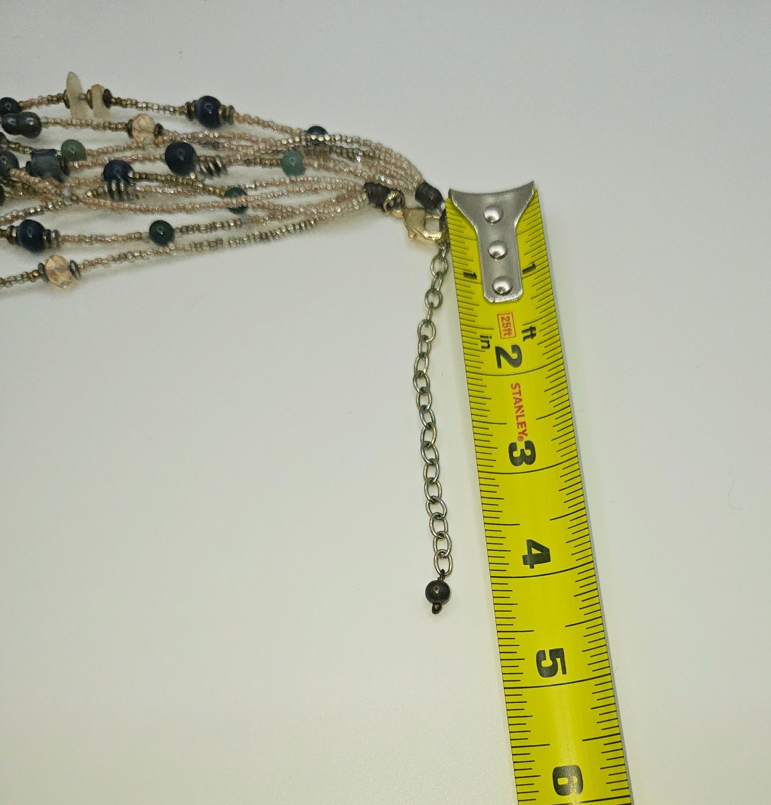 Chico 5 Strand Tourmaline, Glass, and Metallic Beads Necklace Orange Blue Green