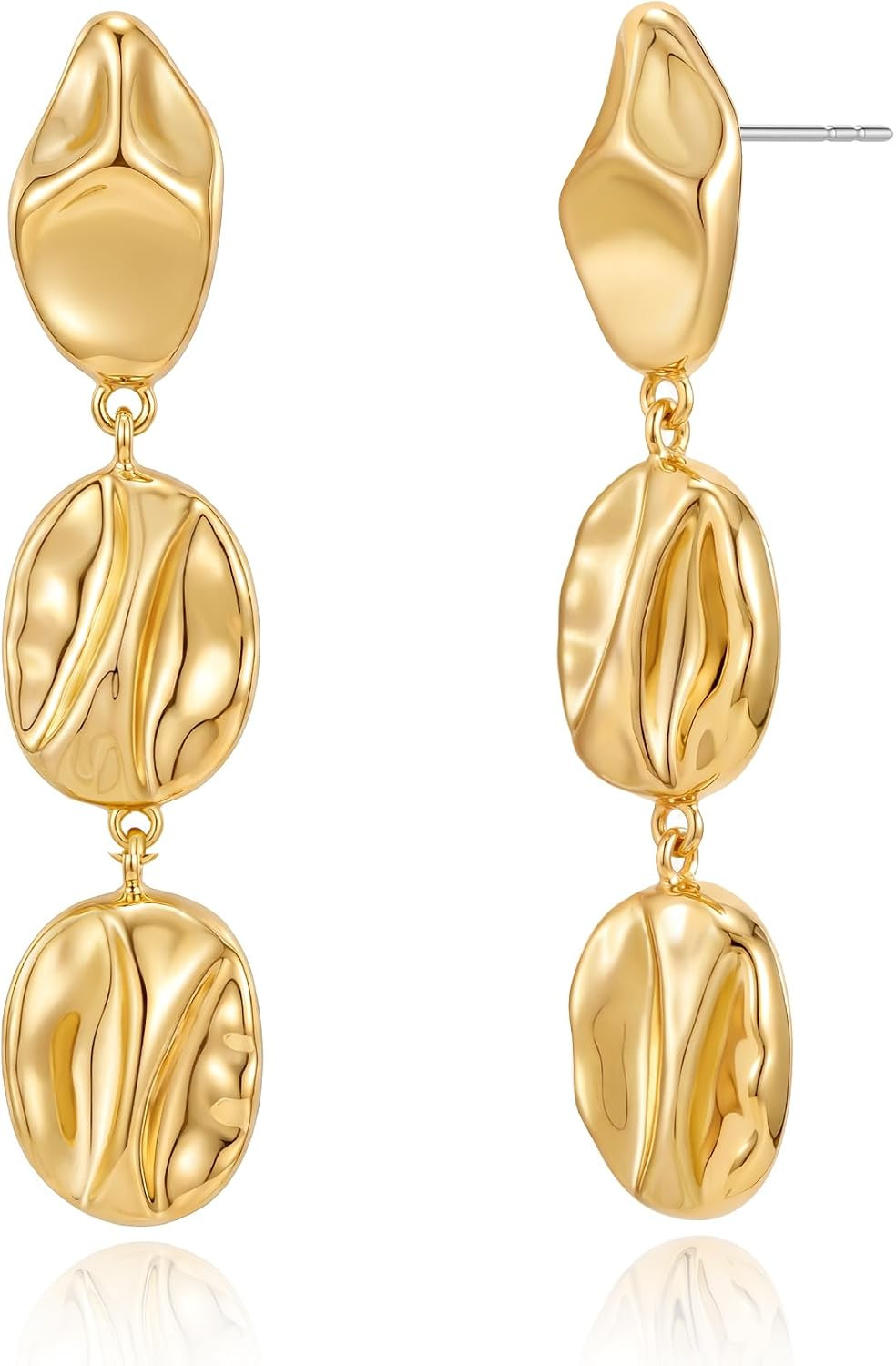 Gold Dangle Earrings for Women,Chunky 14K Gold Plated Drop Dangle Stud Earrings