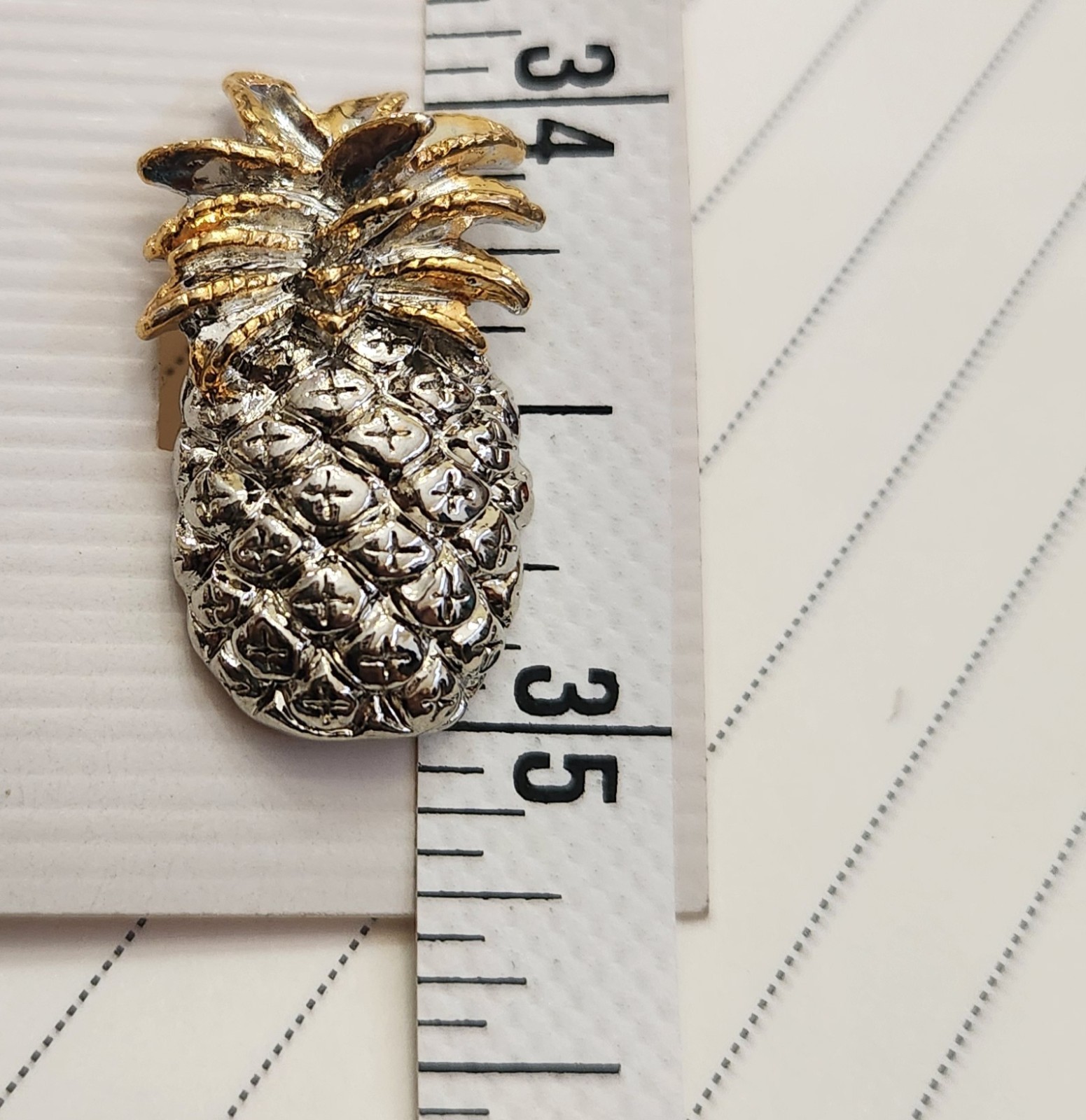 Pineapple Shaped 2 Tone Silver & Gold Stud Earrings On Card