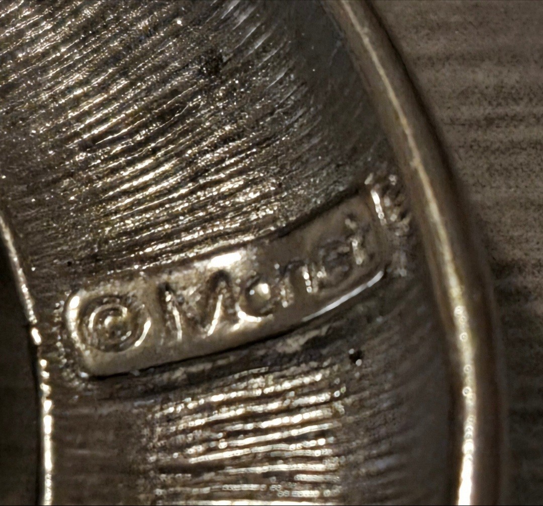 Monet Silver Tone Metal Swirl Brooch Pin, Signed, No Main/Secondary Stones