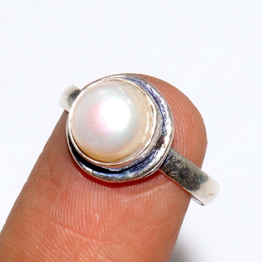 3 pcs 925 Silver Plated Pearl Jewellery Ring Handmade Gemstone Size Us 6-9