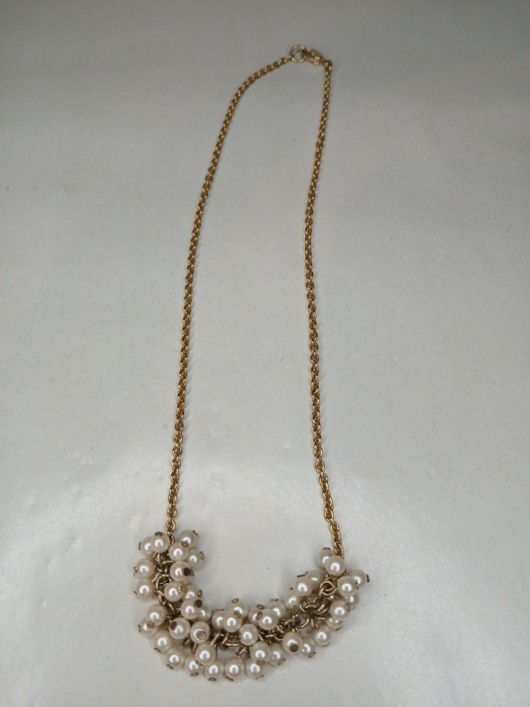 Gold Plated Brass Necklace With Cluster Seed Pearls Bridal Necklace 9.3 Grams