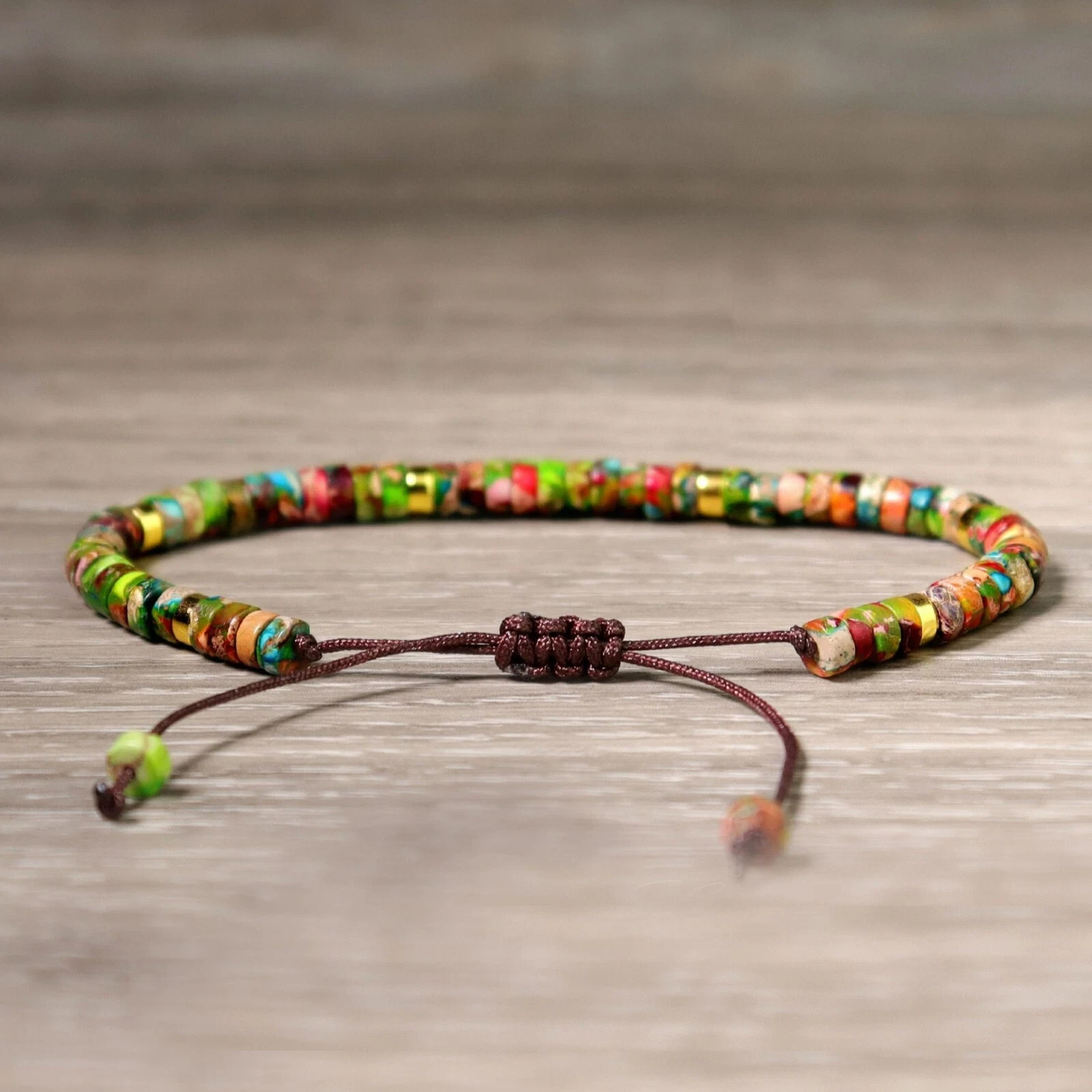 Colorful Imperial Jasper Beads Healing Calming Bracelet Xmas Gift For Women Men