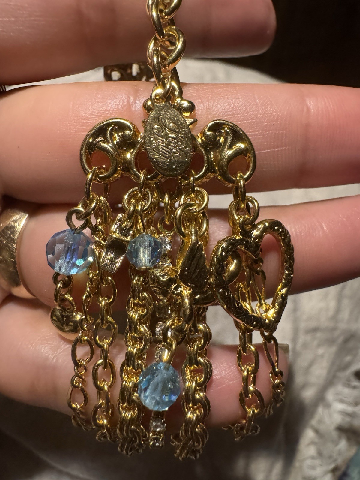 Kirks’s Folly Light Blue Rhinestone Dreamland Bracelet Multiple Chains 7”