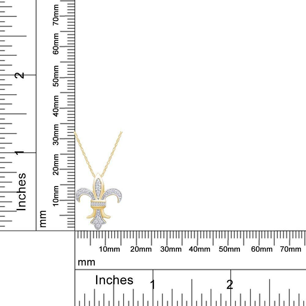 Fleur-de-Lis 1/4 Ct Simulated Diamond Pendant Necklace 14K Yellow Gold Plated