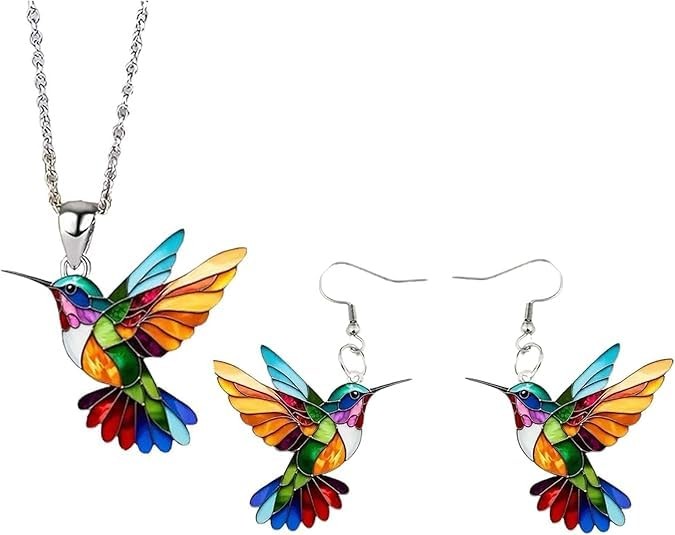 Hummingbird Necklaces for Women Necklace and Earrings Colorful