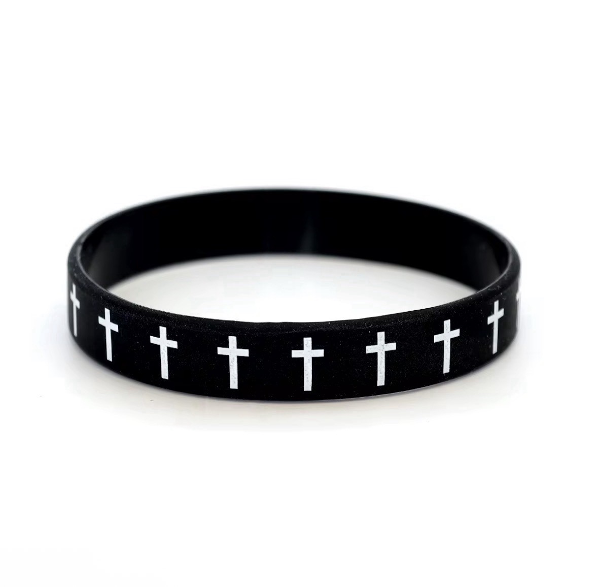 3 PCS Silicone Cross Bracelet Set Black White Olive Christian Wristbands Faith
