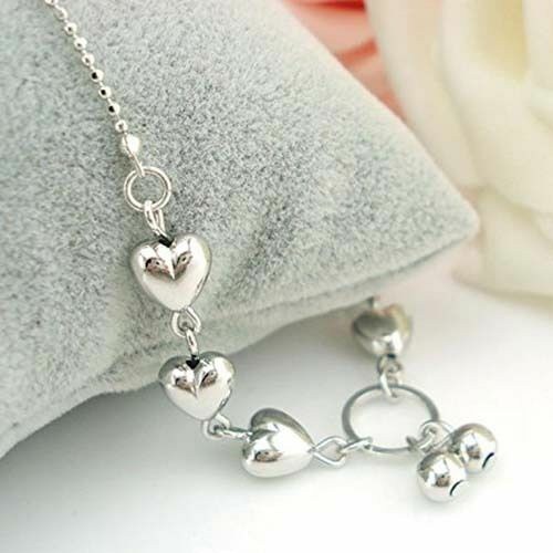 925 Sterling Silver Heart style shape 8″ – 10″ Beach Sandal Anklet Foot Bracelet