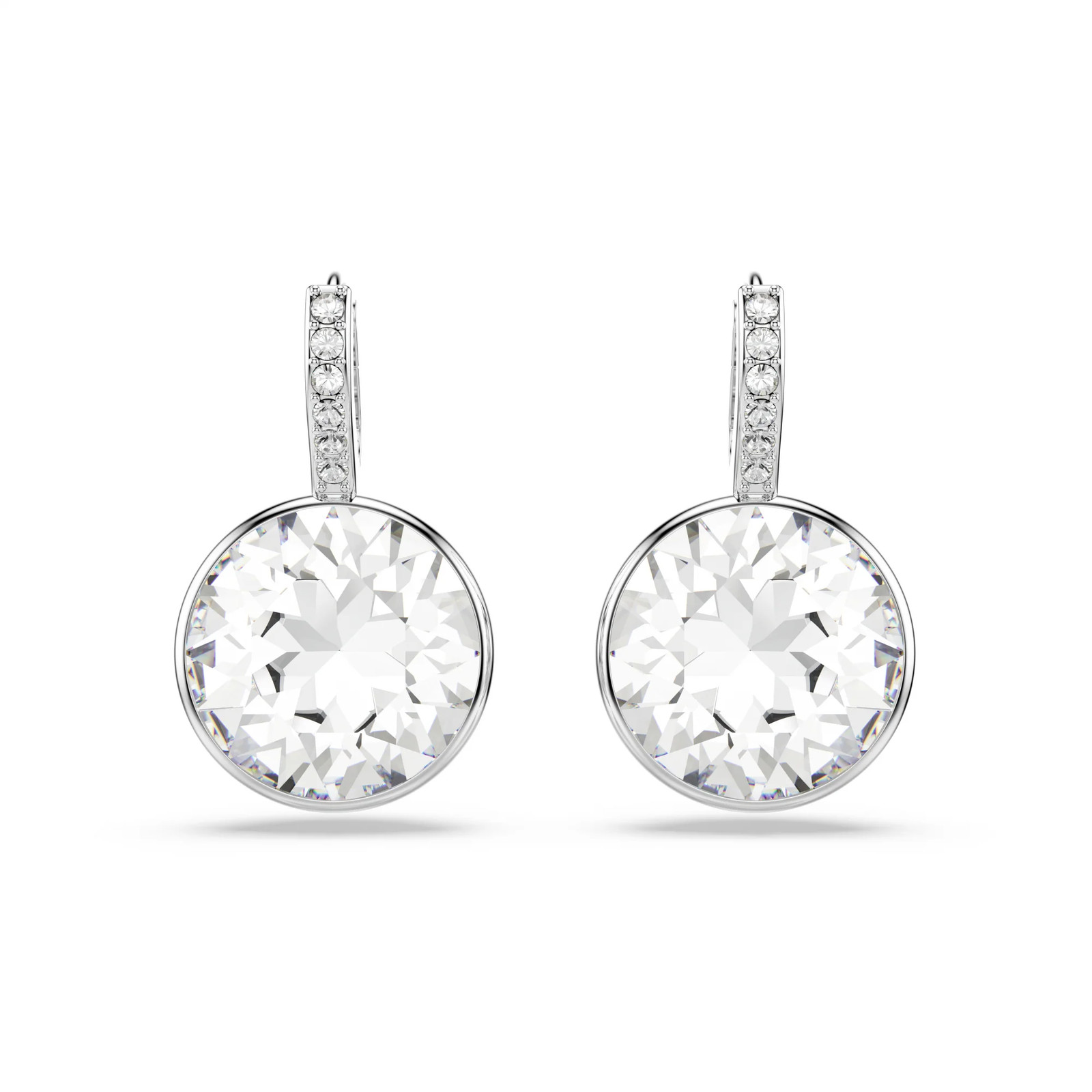 Swarovski Millenia White Round Cut Drop Earrings, Rhodium Plated