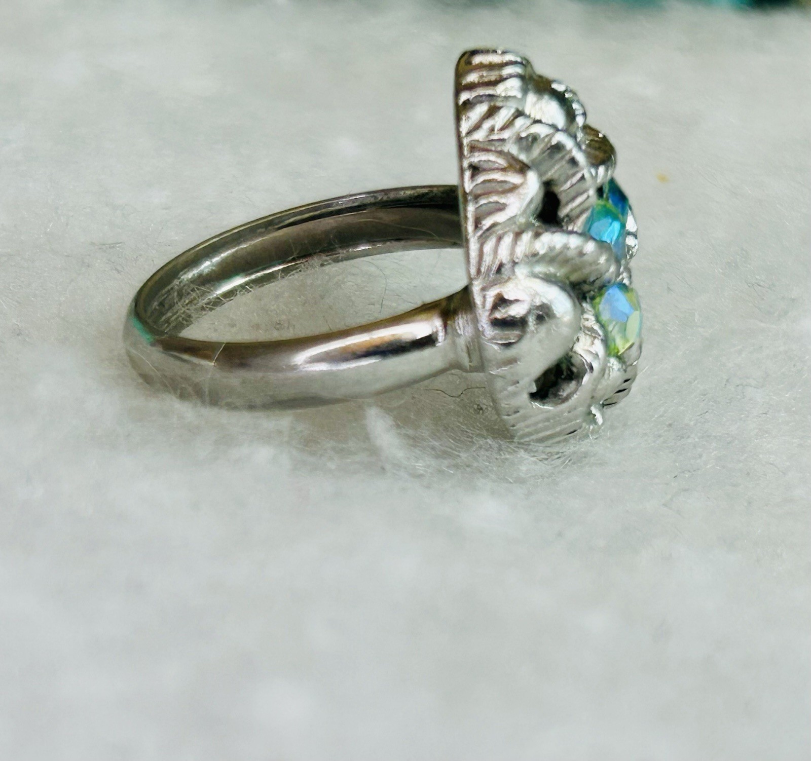Vintage Avon Aurora Borealis Rhinestone Ring (c. 1970s–1980s)