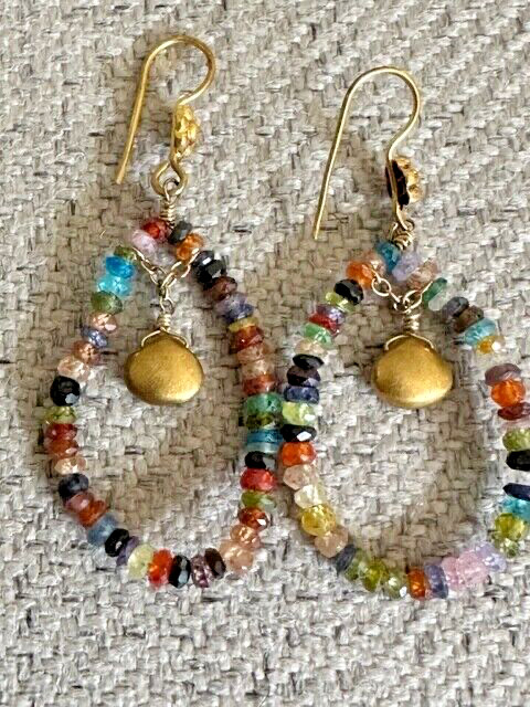 Fun Pair of Beaded Hoop Earrings French Wire
