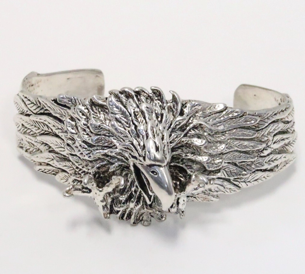 BEAUTIFUL G & S BIKER STYLE TEXTURED EAGLE CUFF BRACELET