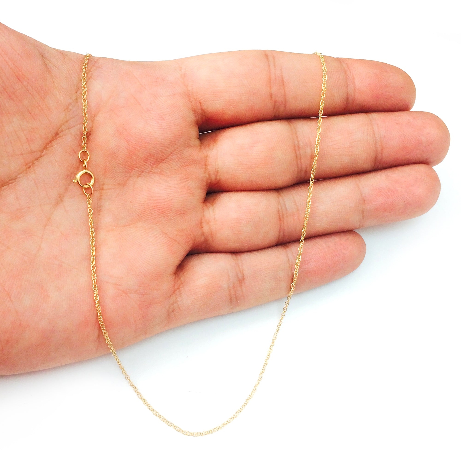14k Yellow Real Gold Rope Chain Necklace, 0.7mm, 16″