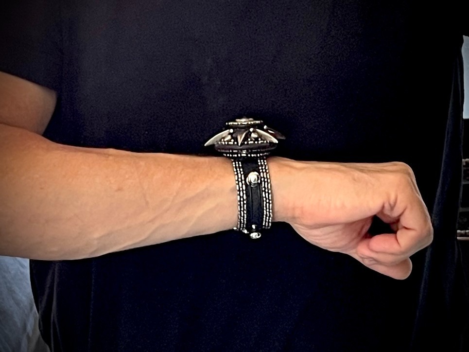 SwitchCore Industrial Leather Cuff Astral Compass & Bone Circle OOAK