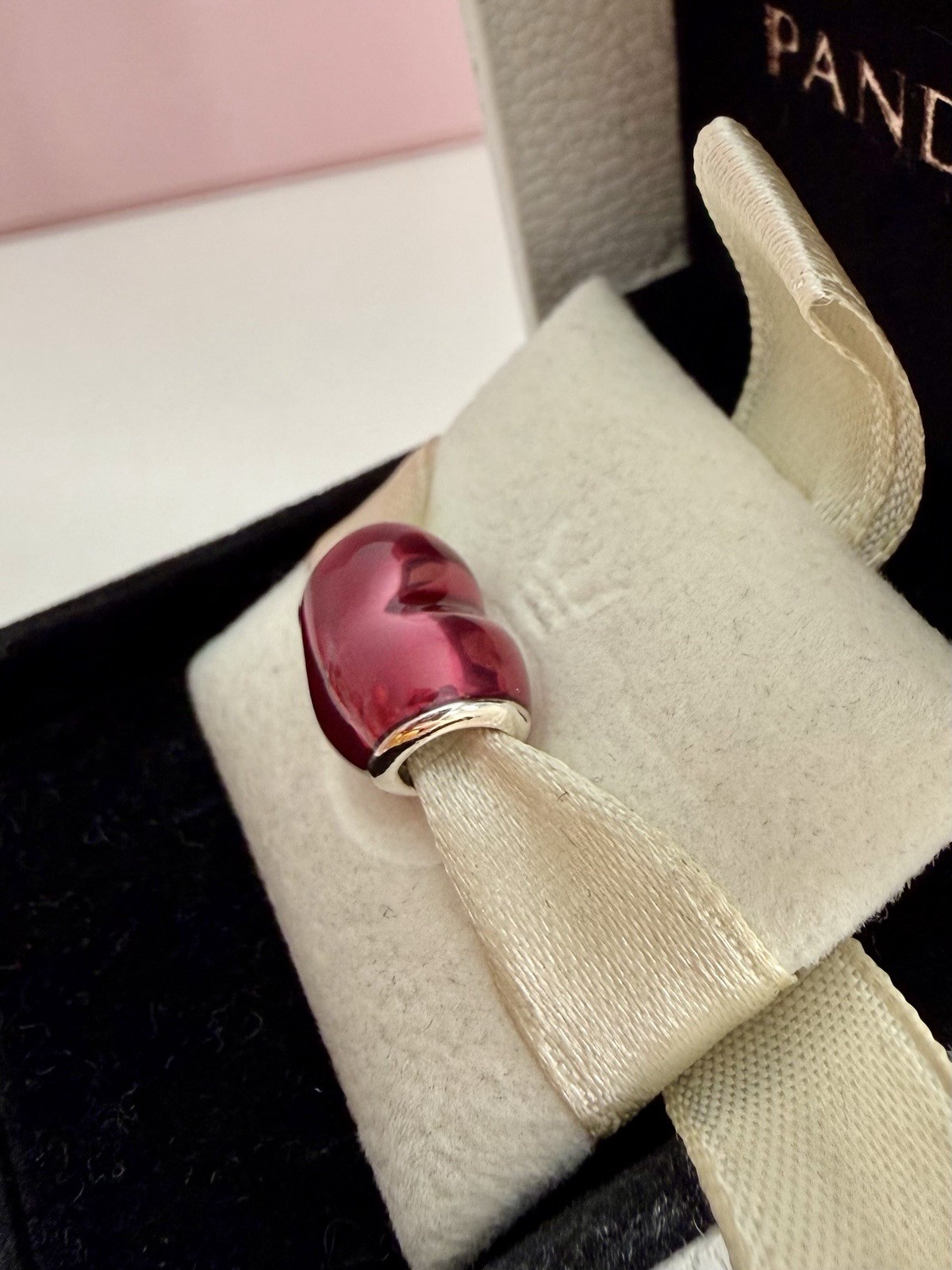 Pandora SSilver In My Heart, Fuschia Enamel Charm Valentine#791814EN62 Authentic