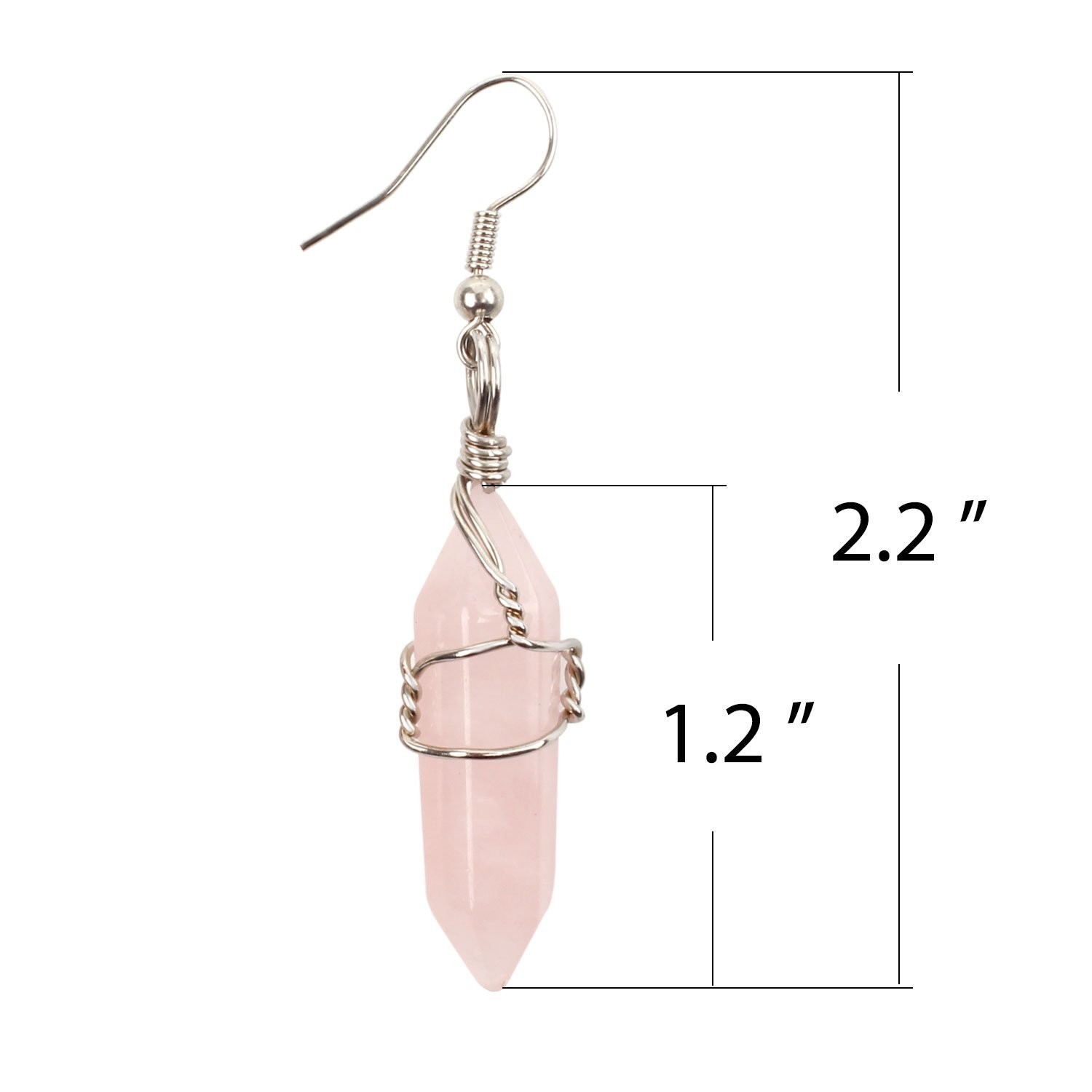 1 inches (L) x 0.05 (W) x (H), D-Wire Wrap Rose Quartz
