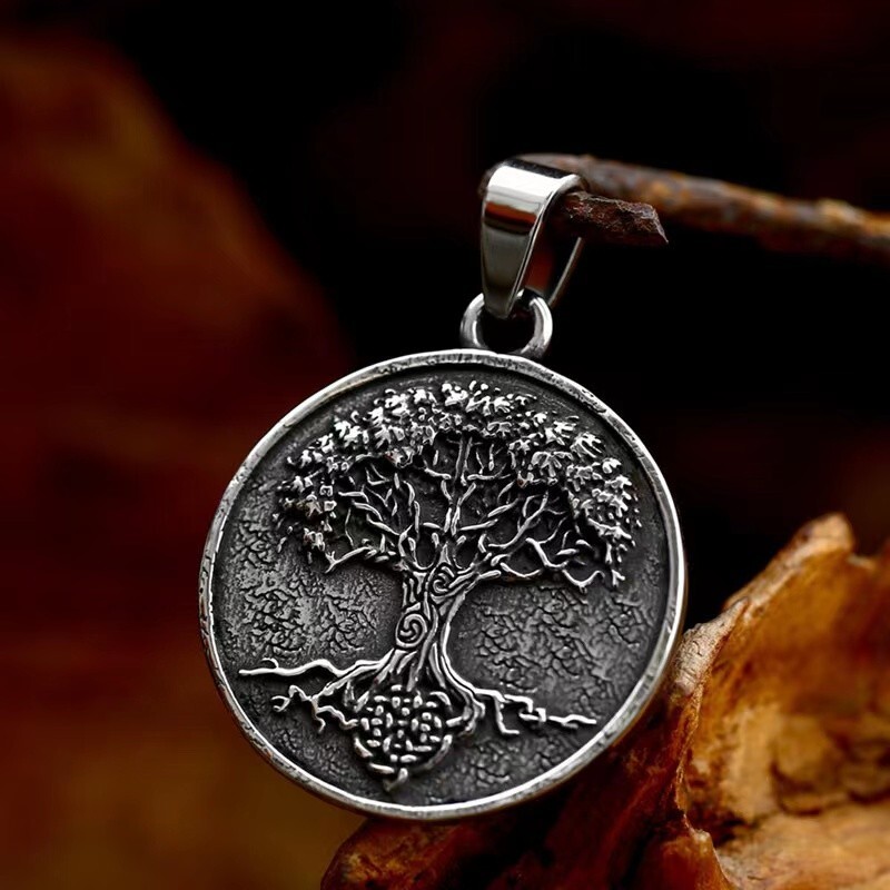 Mens Celtic Tree of Life Pendant Necklace Stainless Steel Jewelry Chain 24″ Gift