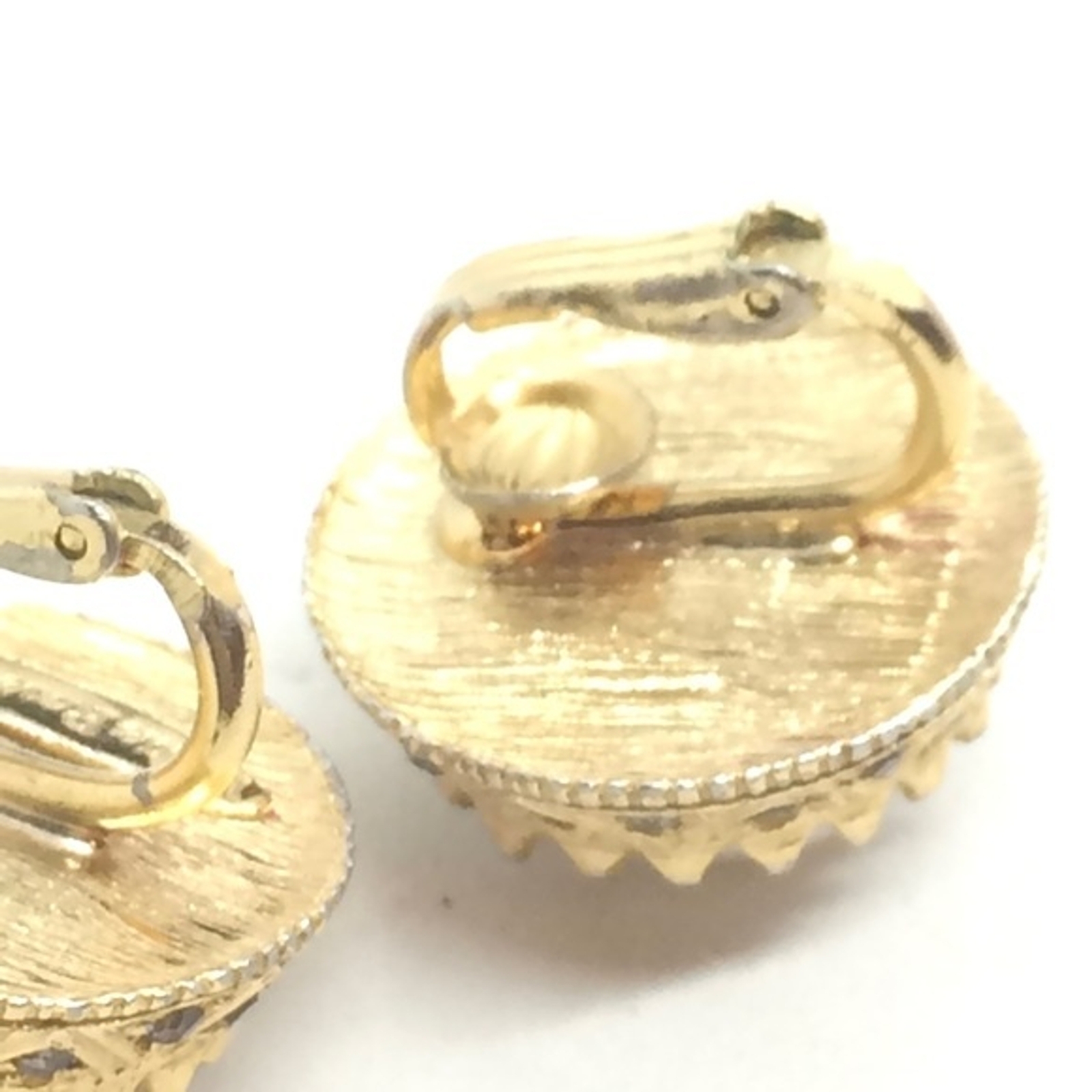 VINTAGE NETTIE ROSENSTEIN CLIP ON EARRINGS FAUX PEARL RHINESTONES GOLD TONE