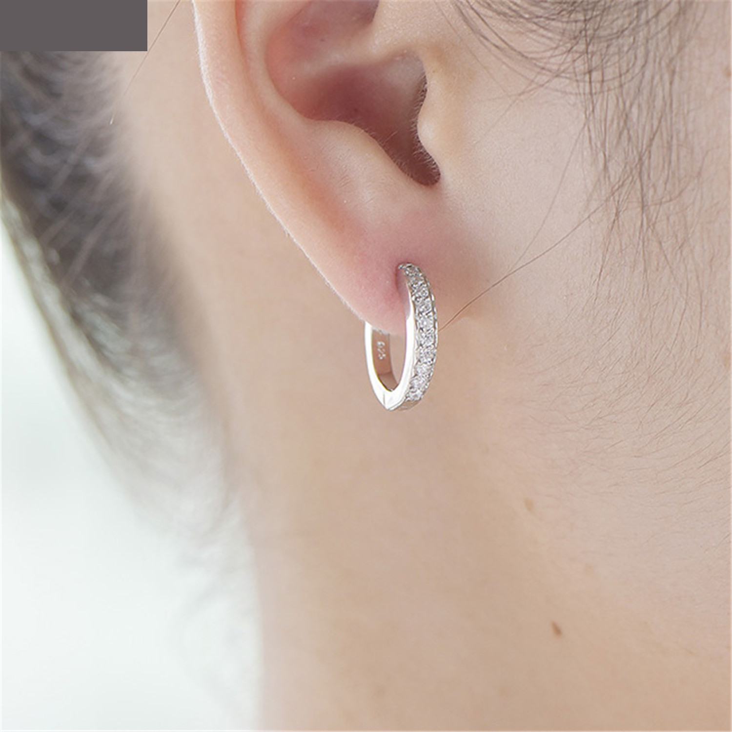 Men Women 925 Sterling Silver Plated CZ Round Huggie Hoop 16mm/0.6″ Earrings P1