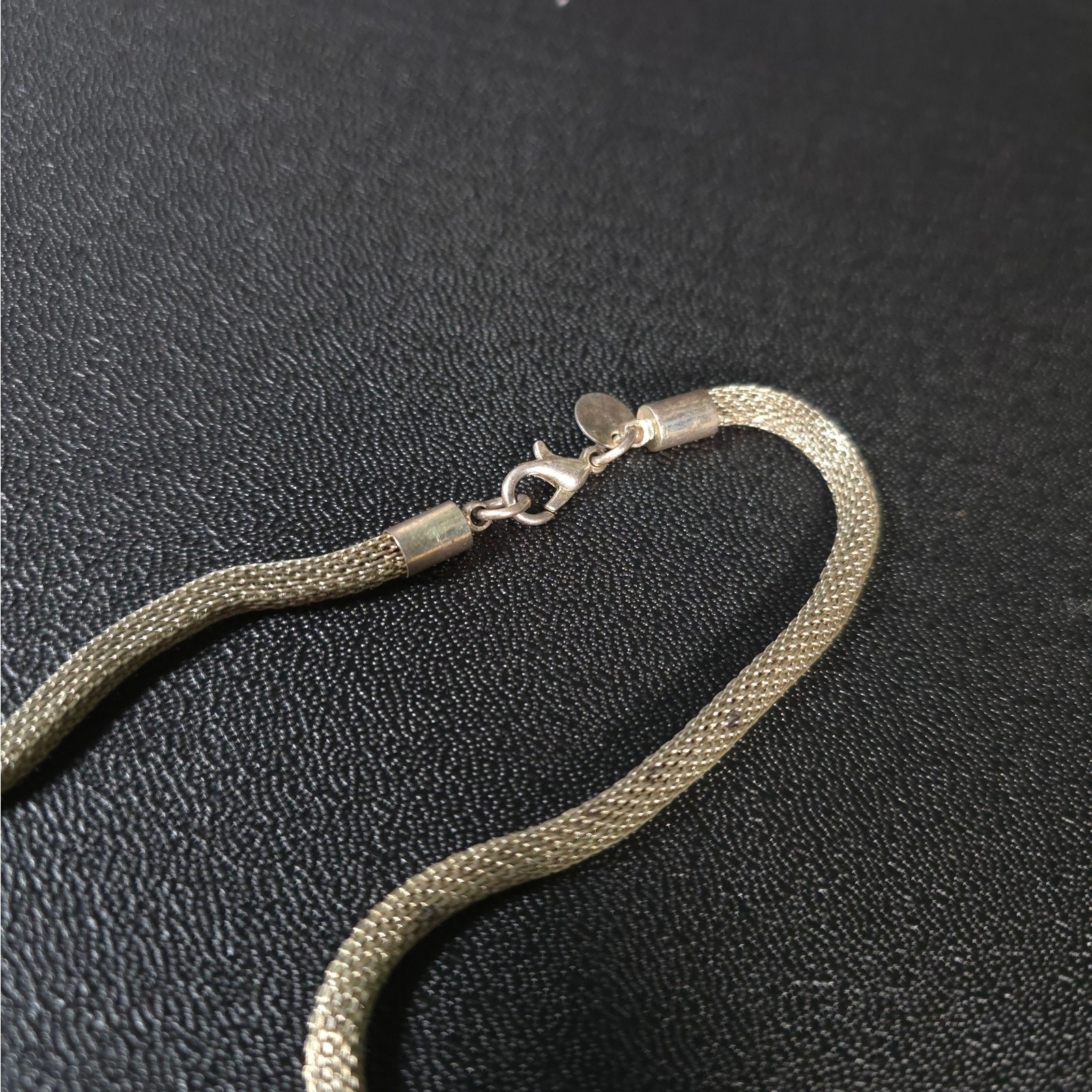 Unsigned Silver Tone Mesh Necklace Lobster Clasp