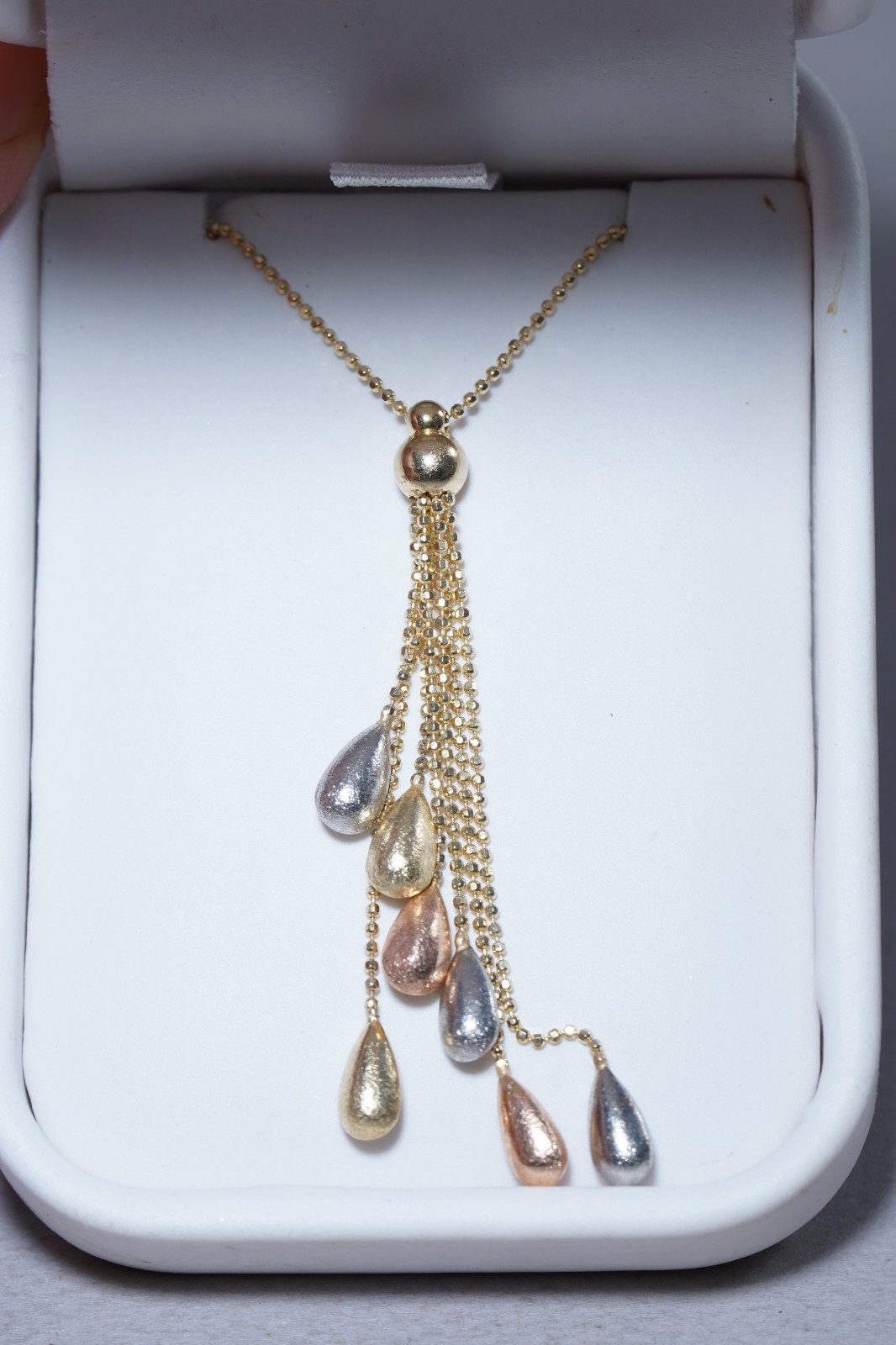 HANNOUSH JEWELERS 14K Gold Waterfall Drop Pendant Tri-Colored Gold 4 grams