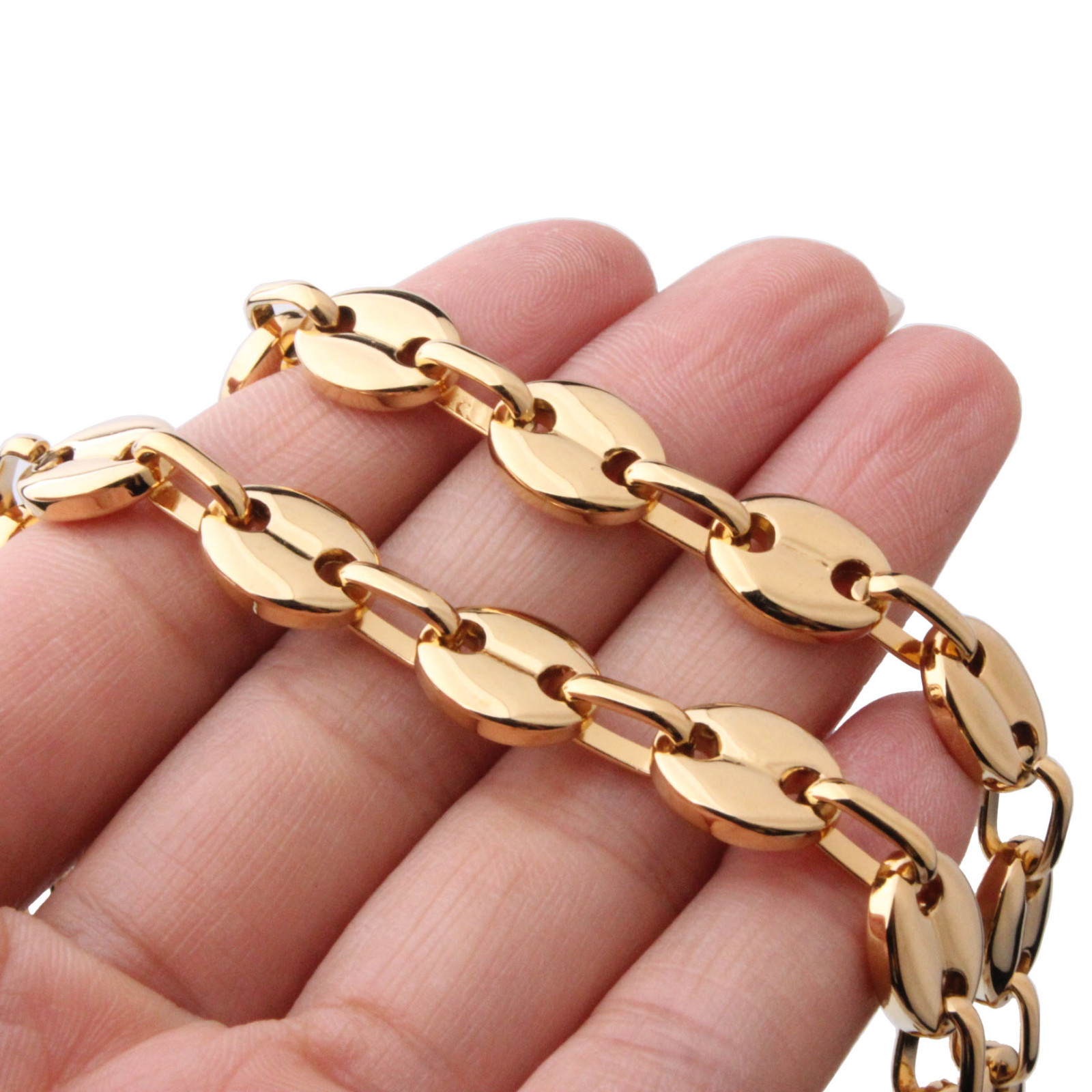 Multi-color 7″-40″ Women Men’s Chain Stainless Steel Coffee Beads Link Necklace