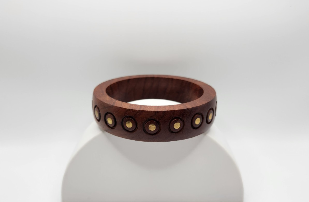 Wood and Brass Boho Style Bangle Bracelet