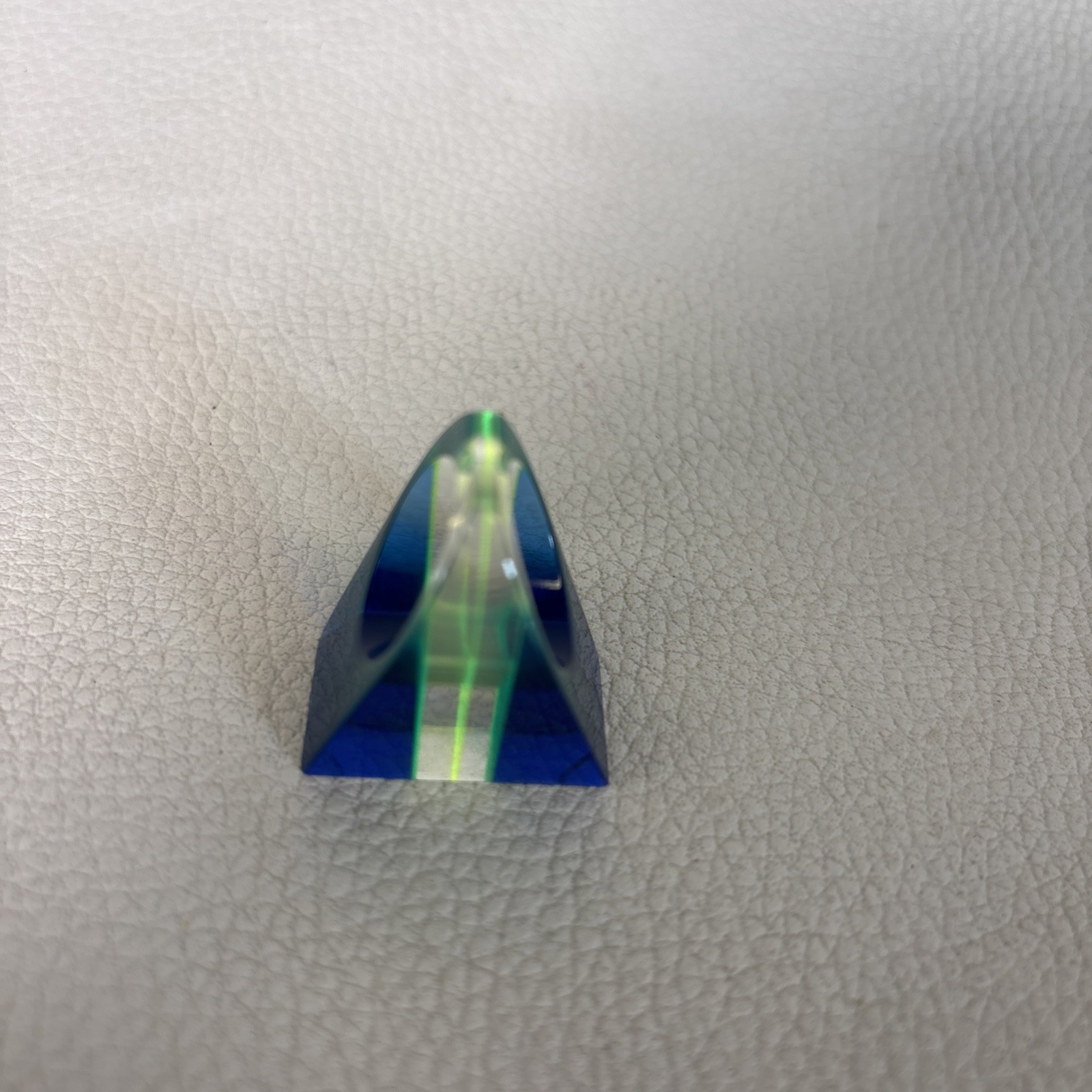 Vintage Resin Lucite Plastic Blue/Green Striped Multicolor Ring MOD Boho Size 6