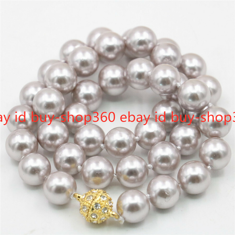 Beatutiful 8mm 10mm 12mm Sea South Shell Pearl Round Beads Necklace 18-36”