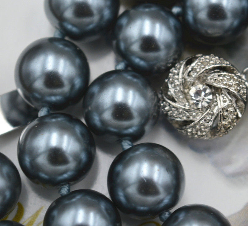 8mm/10mm Dark Gray South Sea Shell Pearl Necklace 18/24/36/ Inches Long