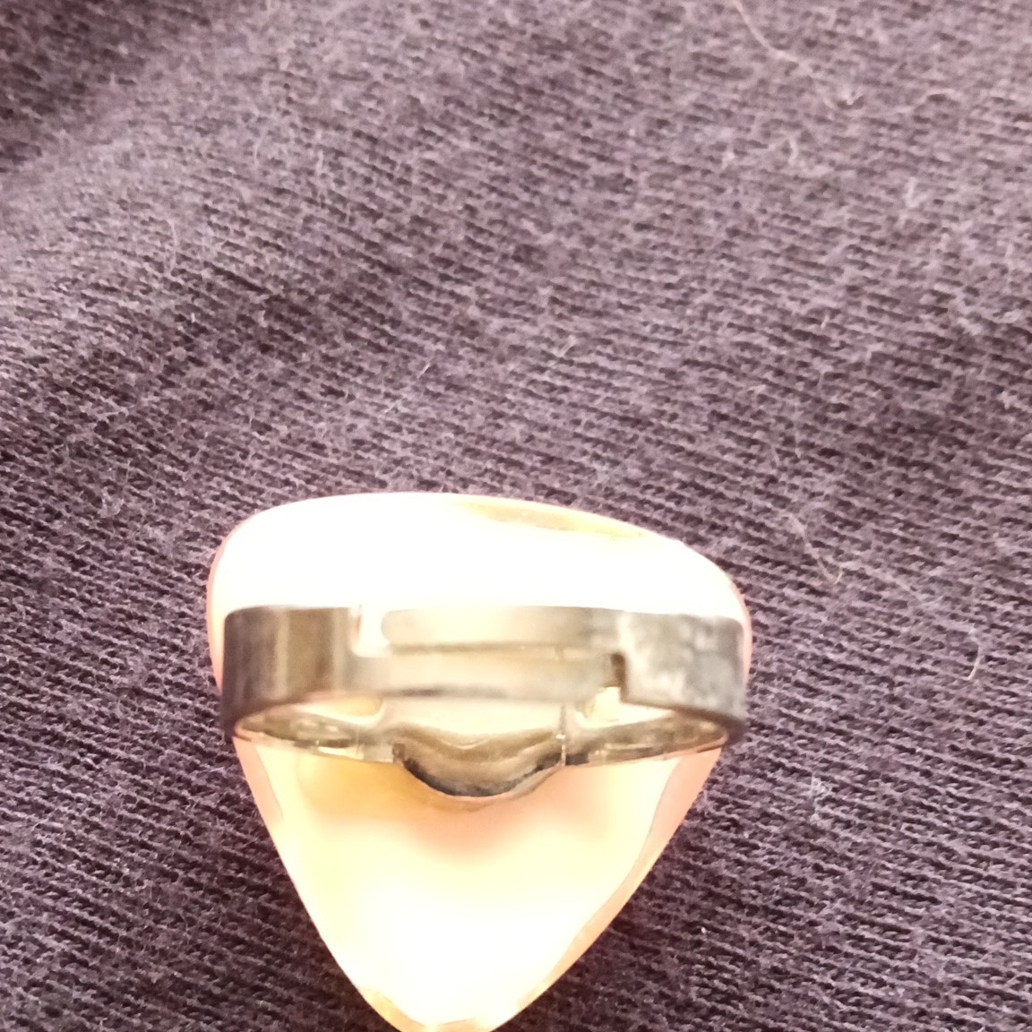 Triangle Yellow Resin Cocktail Ring, Translucent w/ Embedded Pink Flower, Size 6