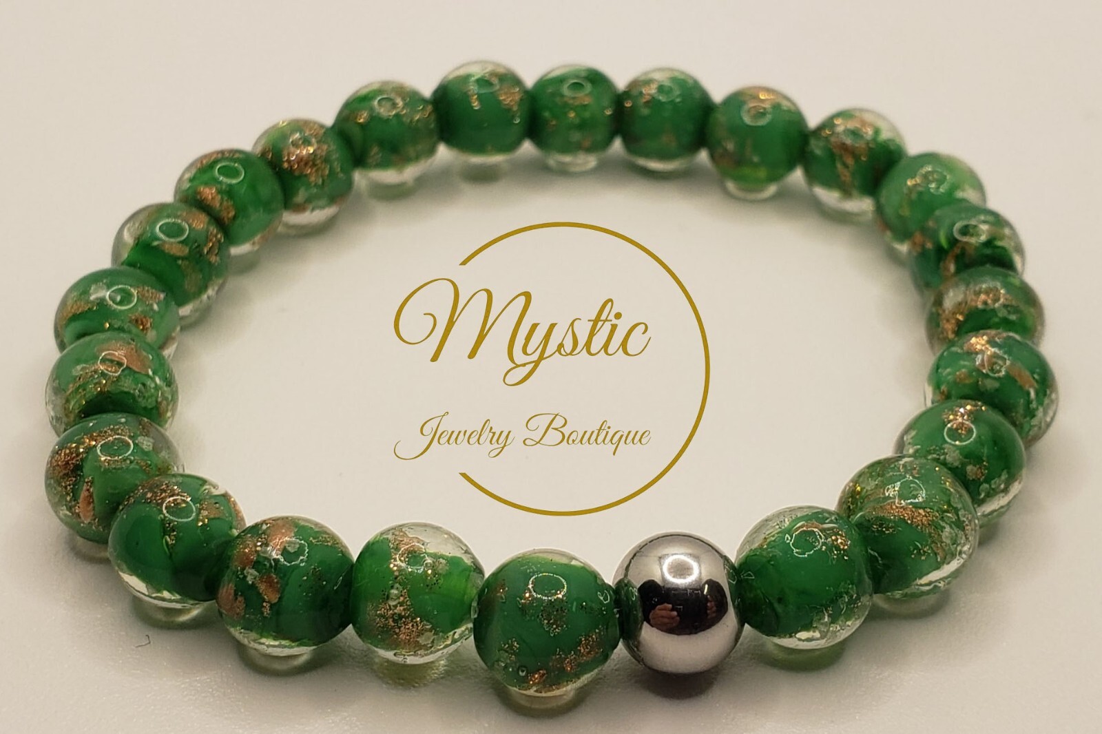 Mystic Firefly bracelet lampwork luminous glass glow in the dark Made in the USA