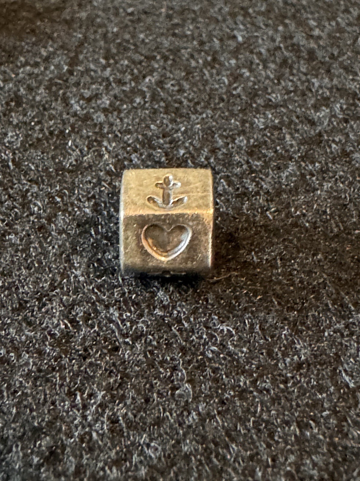 PANDORA Silver Cube European Charm Bead Heart Cross Anchor No Stone