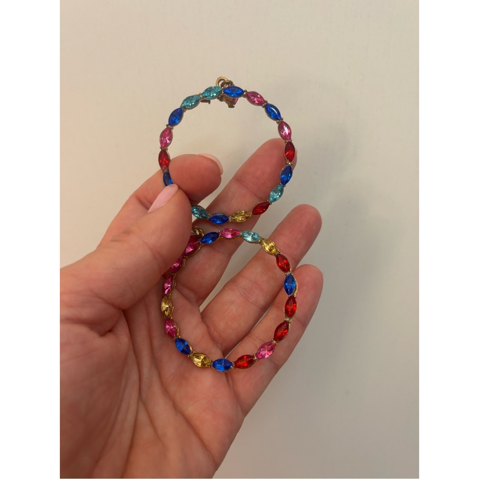 Source Unknown Multicolor Marquise Crystal Hoop Earrings in Gold-Tone