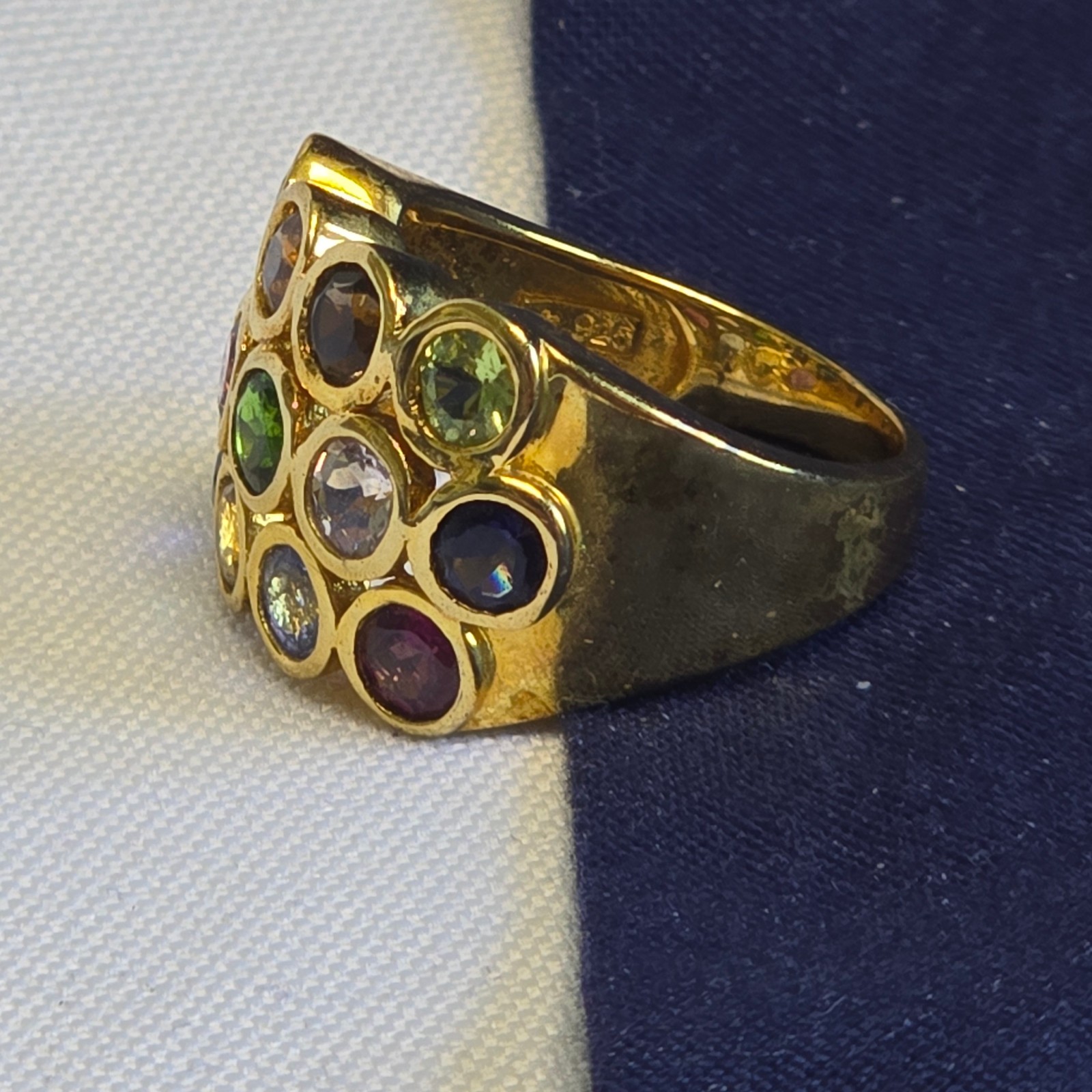 Sterling Silver Ring 6.49g Fine Jewelry Size 8 Band Multicolor Stones *READ*