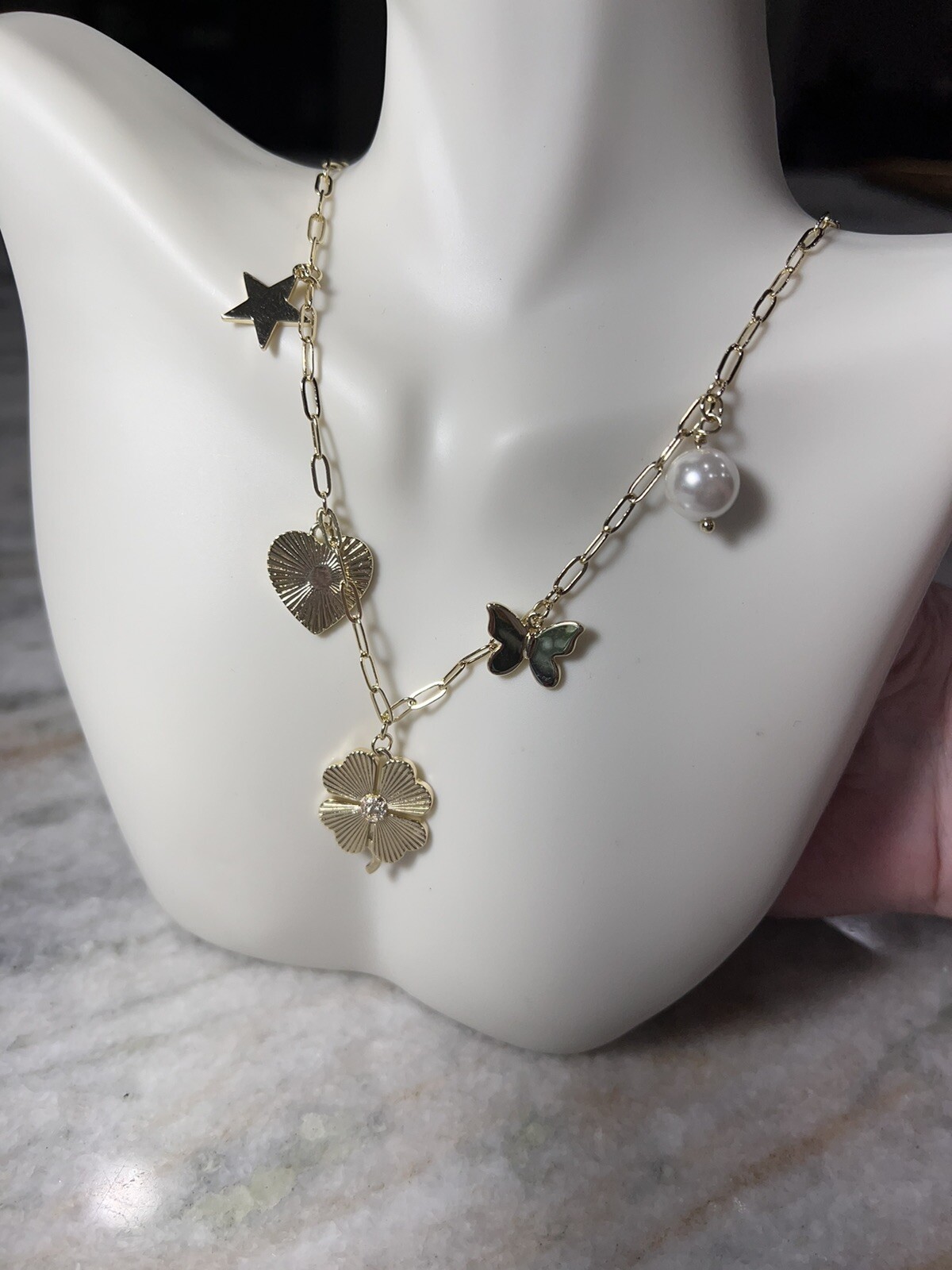 Jennifer Miller 14k Gold Plated & CZ Heart, Star, Butterfly, Clover, Necklace