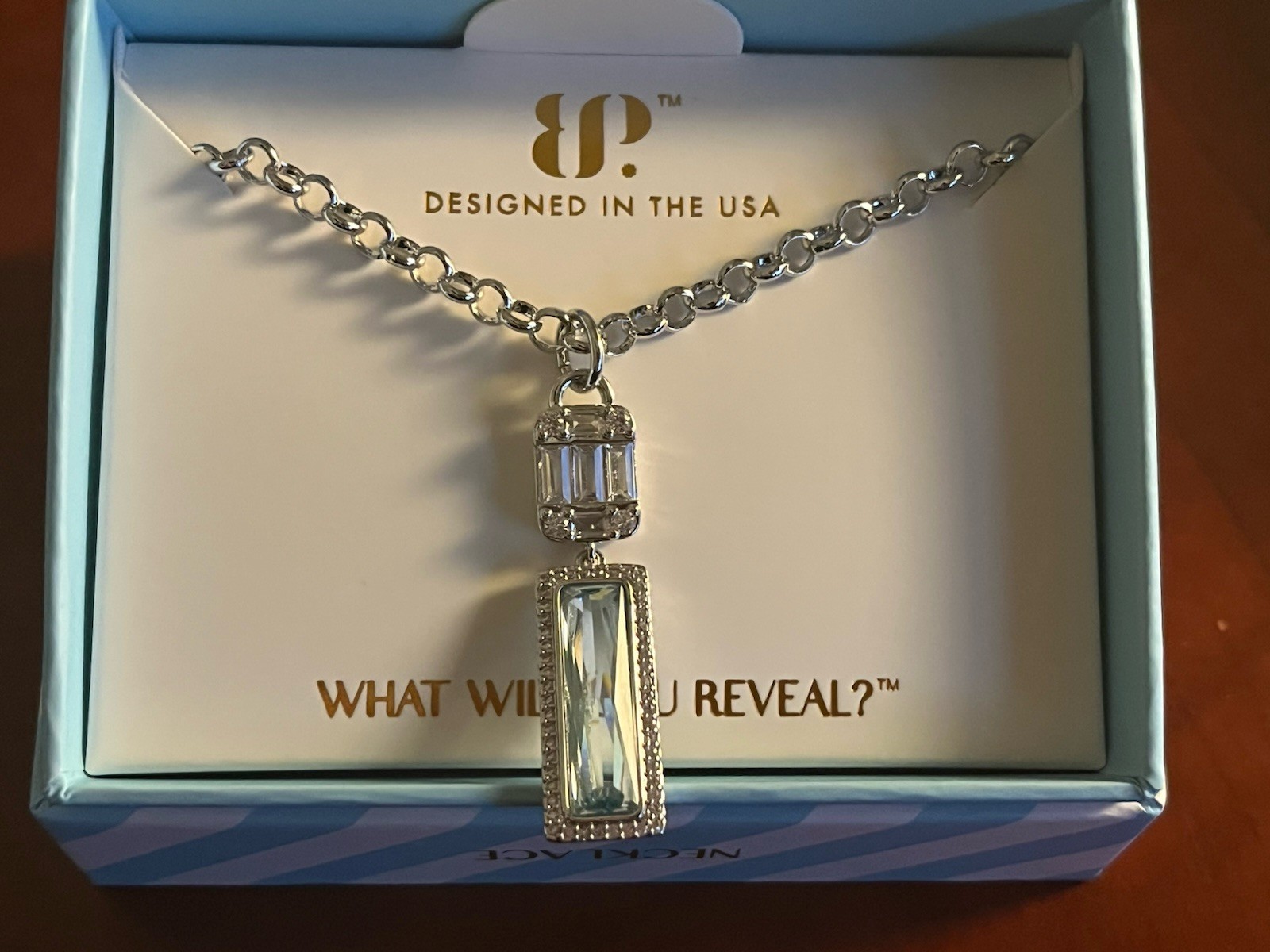 Bomb Party March 2026 Necklace “Countless Blessings” Rhodium Aquamarine