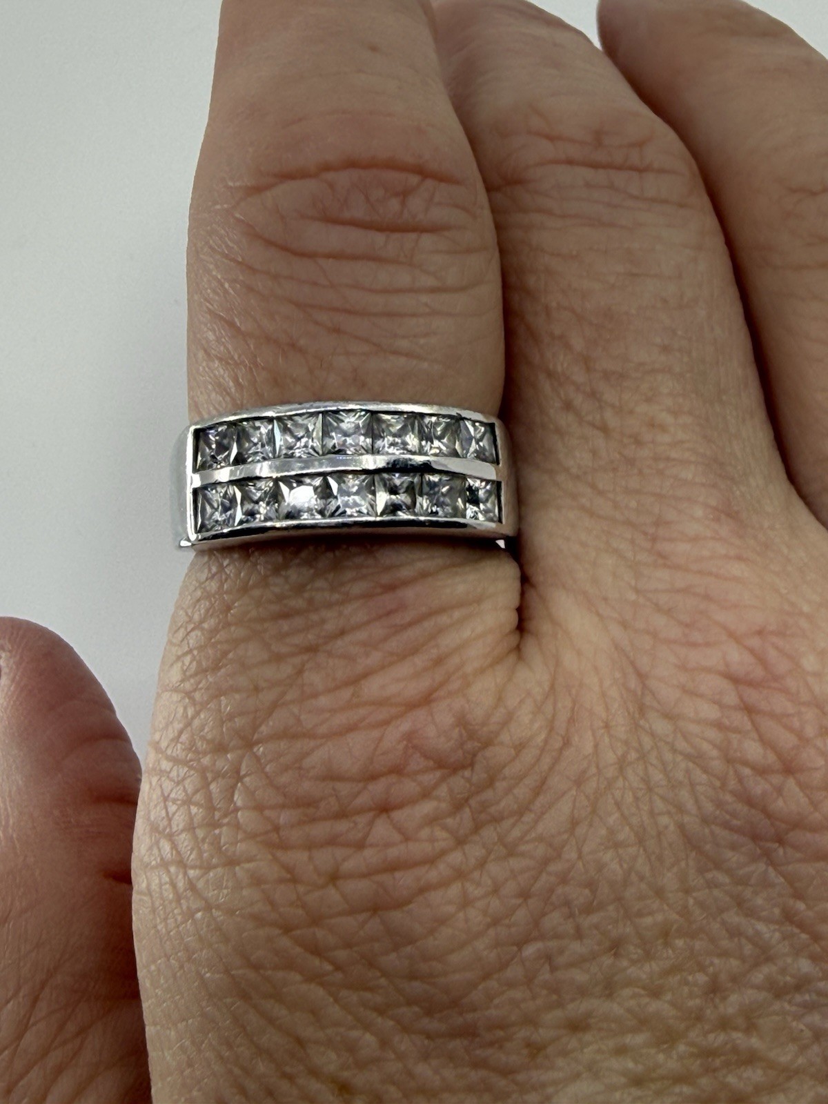 HMI 925 Sterling Silver Double Row CZ Ring 6.7 Grams Sz 10 Holsted Jewelers