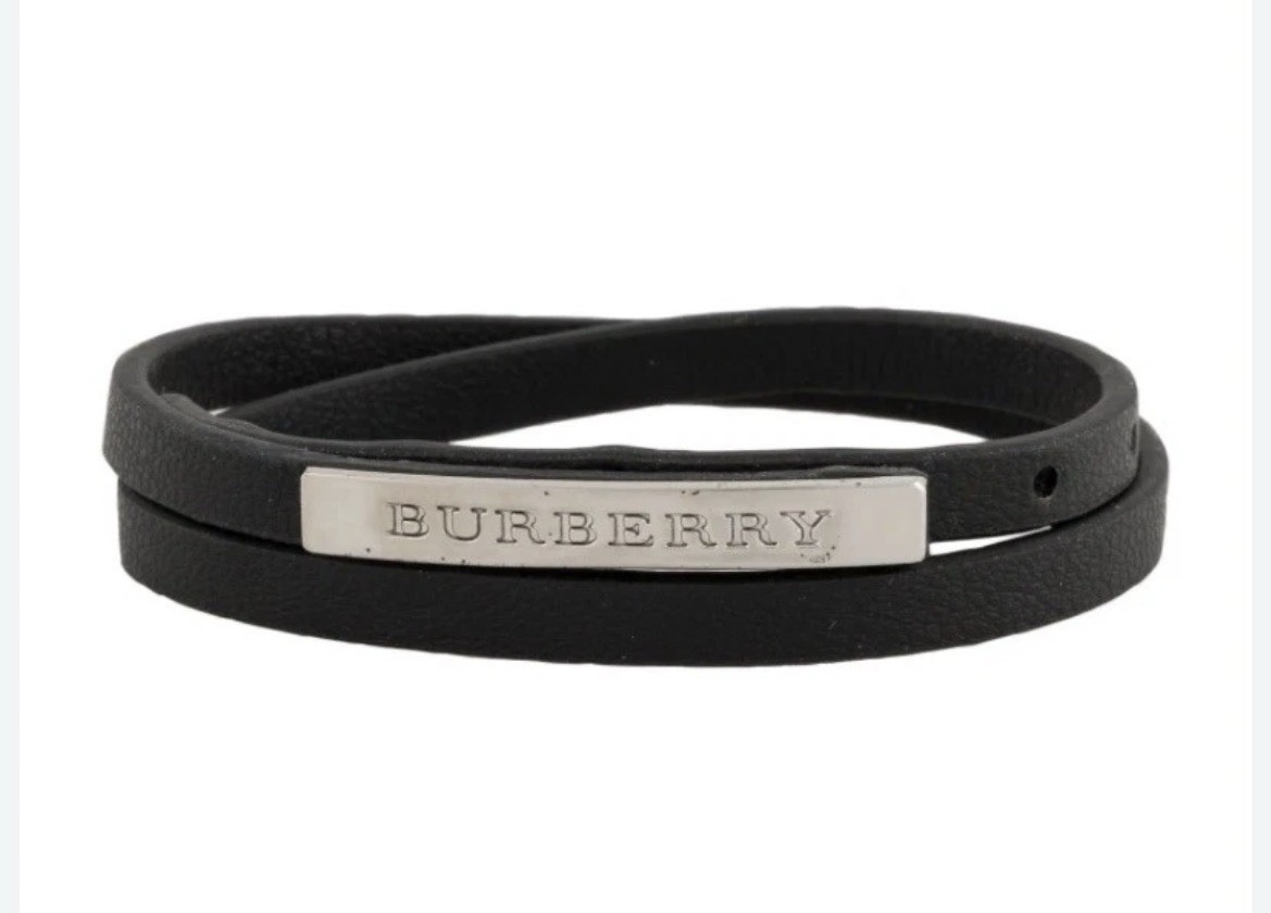 Burberry Black Leather Wrap Bracelet