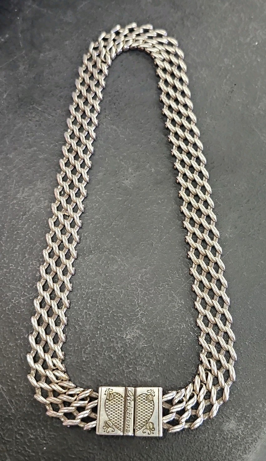 Vintage Brighton Choker Necklace Silver Plated Heart Clasp Rope